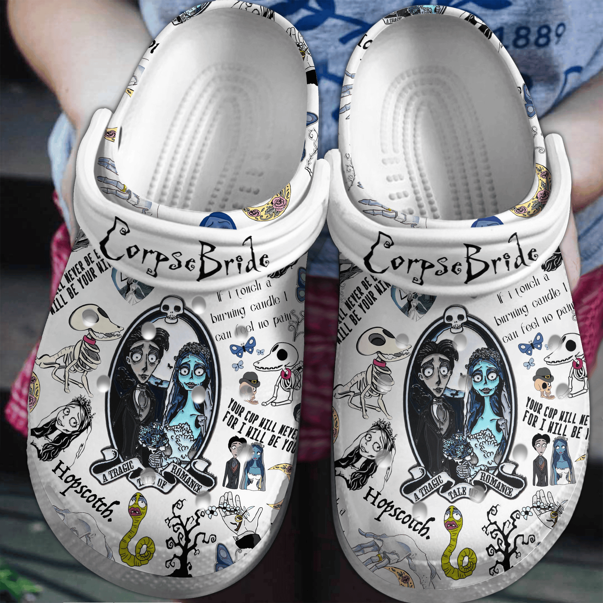 Unique Corpse Bride Cartoon White Clogs Crocs Comfortable For Men Women and Kids