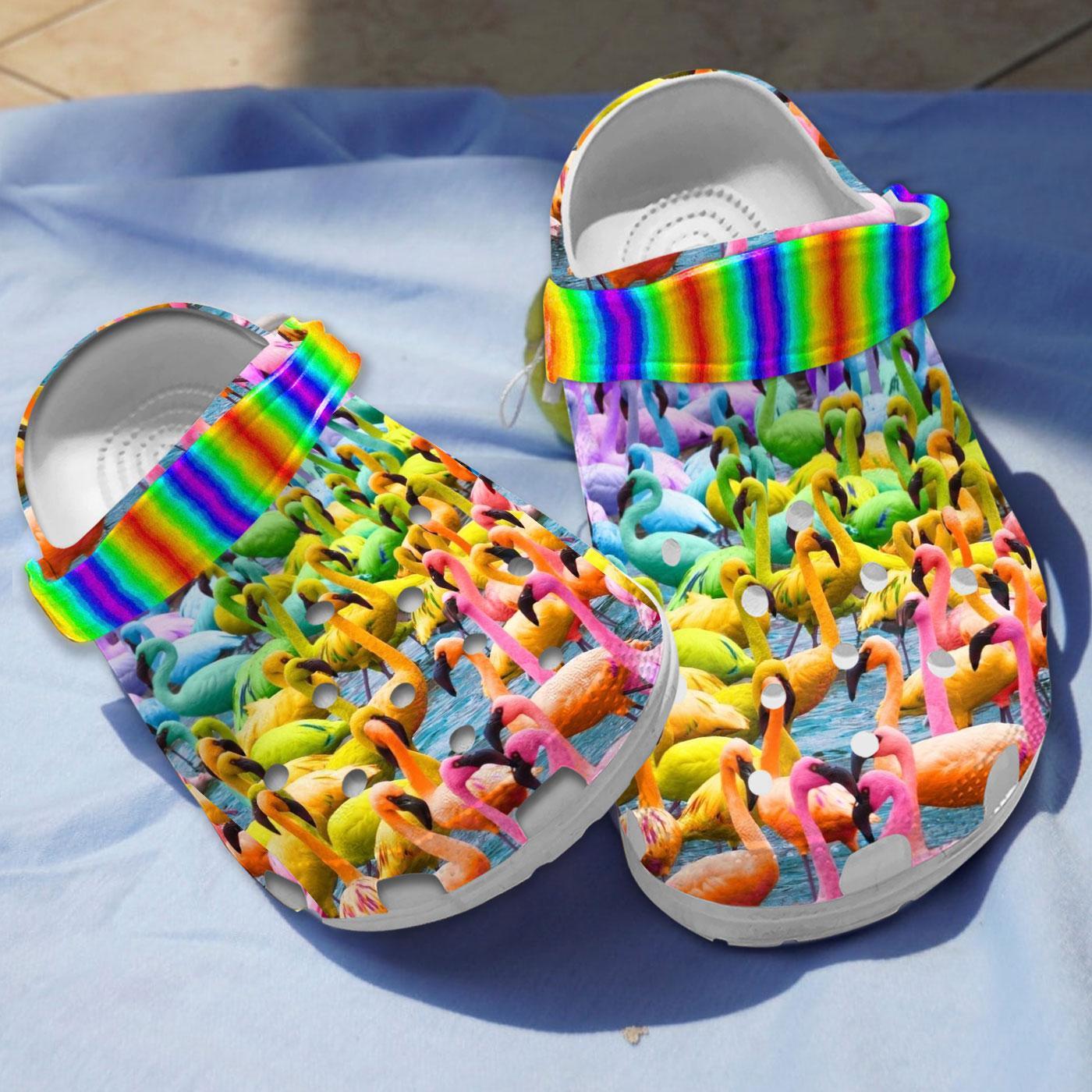 Flamingo Rainbow Crocs, Crocs Shoes Comfortable For Men Women and Kids