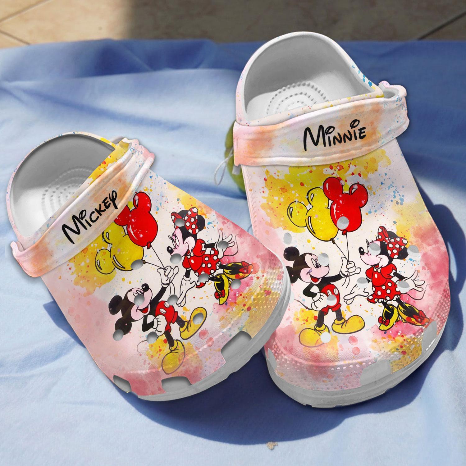 Mickey And Minnie Mouse Cartoon Crocs, Clogs Shoes Comfortable For Men Women and Kids - GNL1466251