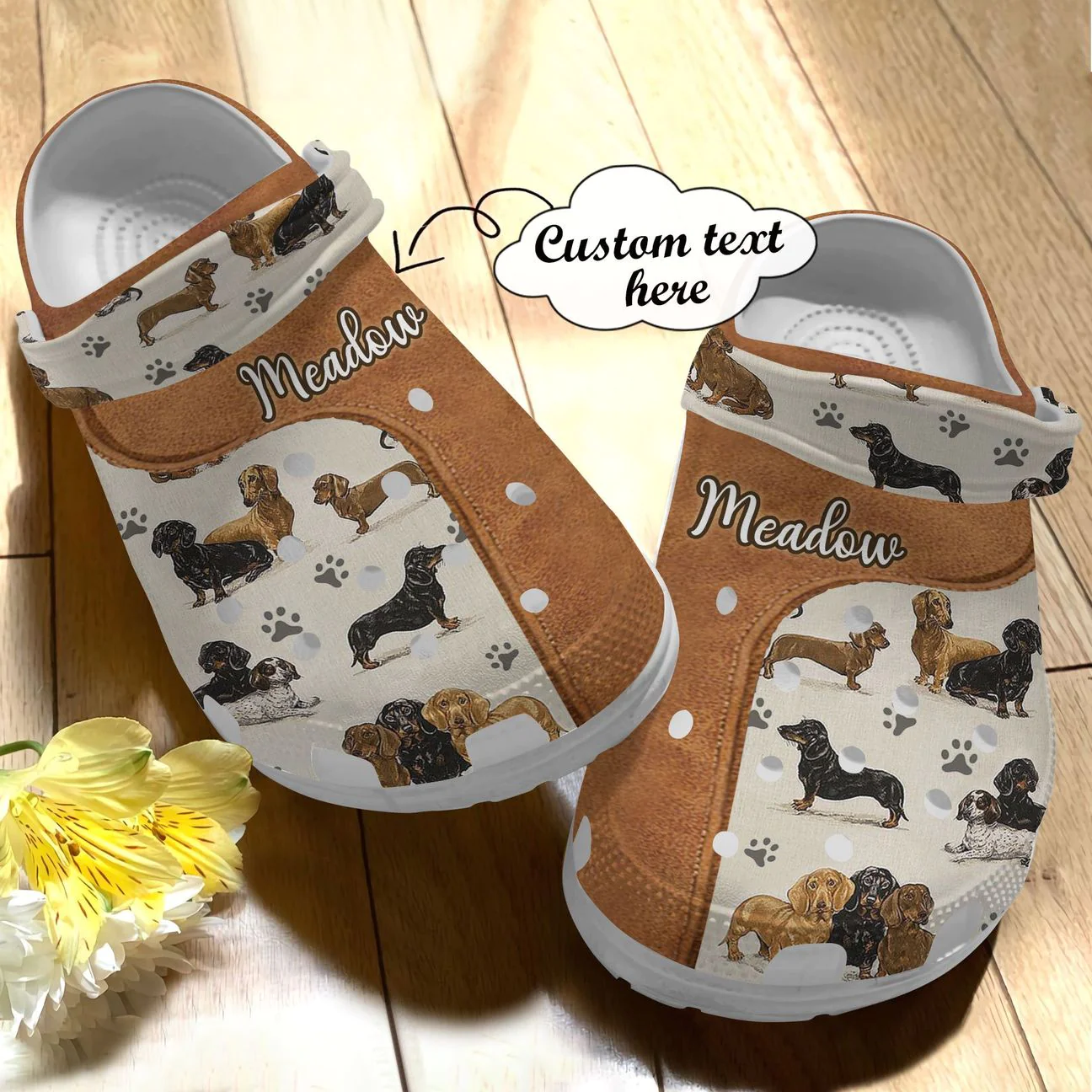 Custom Dog  Name Dachshund Crocs, Crocs Shoes Comfortable For Men Women and Kids
