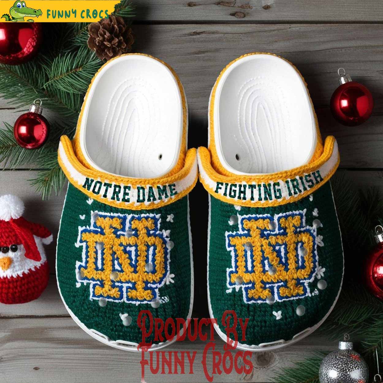 Knit Effect Notre Dame Fighting Irish 2025 NCAA Sport Christmas Crocs Clogs For Men Women and Kids