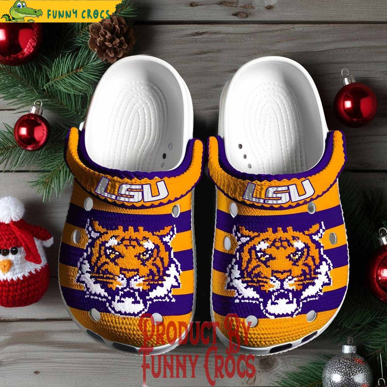 Knit Effect Lsu Tigers 2025 NCAA Sport Christmas Crocs Clogs For Men Women and Kids