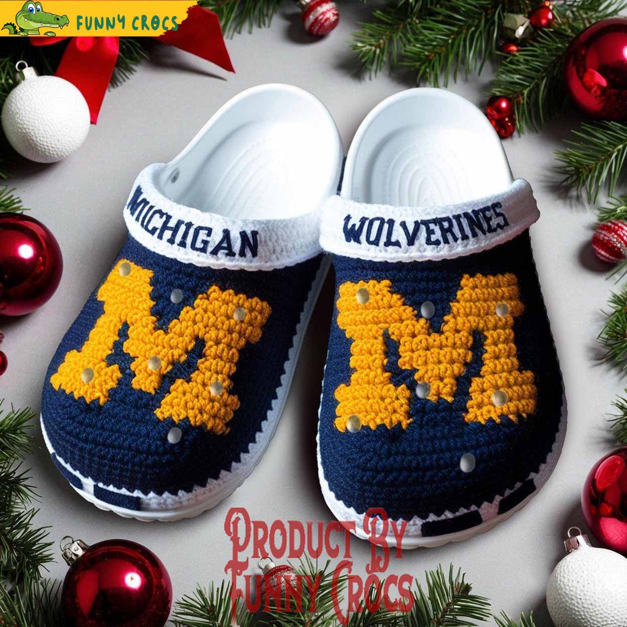 Knit Effect Michigan Wolverines 2025 NCAA Sport Christmas Crocs Clogs For Men Women and Kids