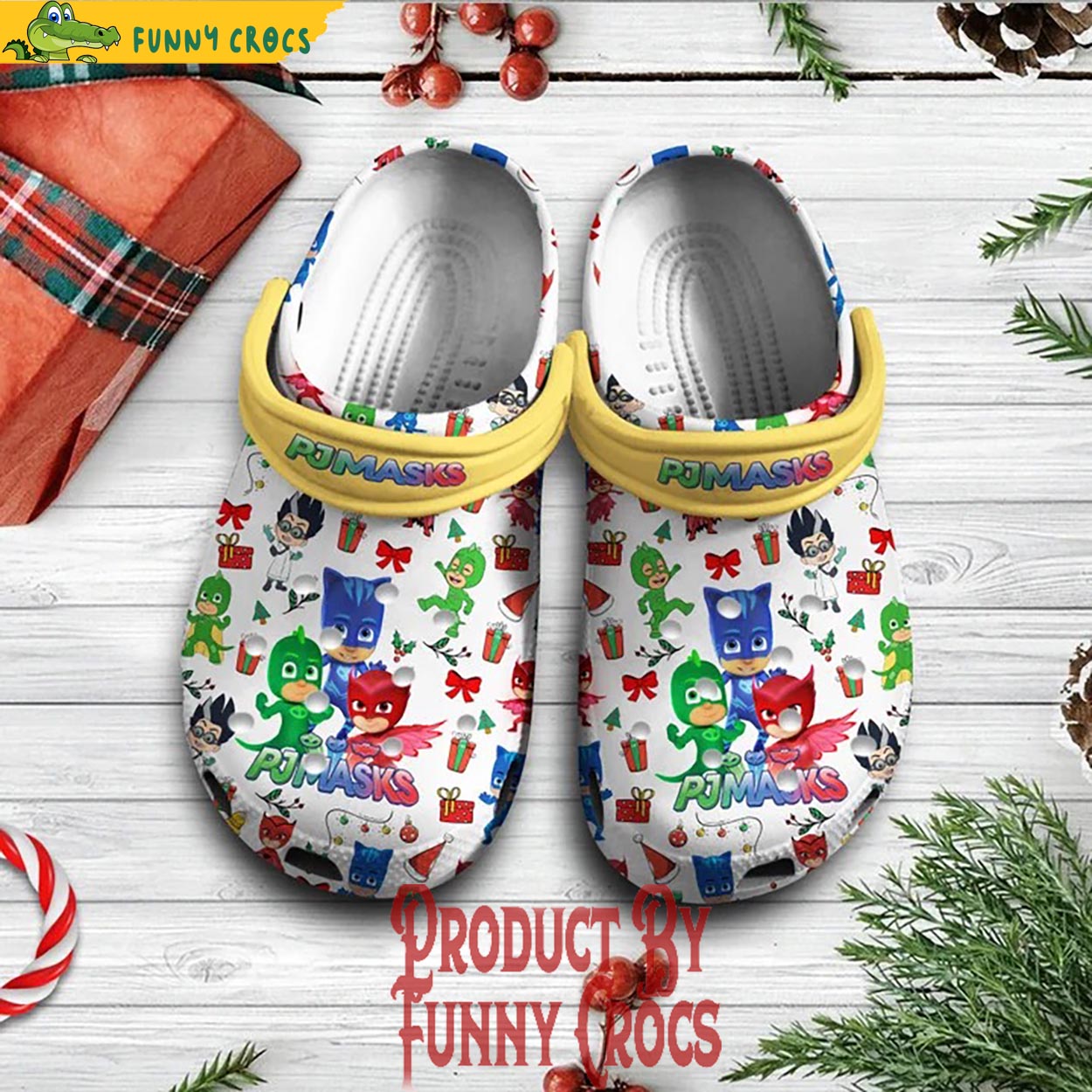 Merry Christmas PJ Masks Cartoon Crocs, Clogs Shoes Comfortable For Men Women and Kids