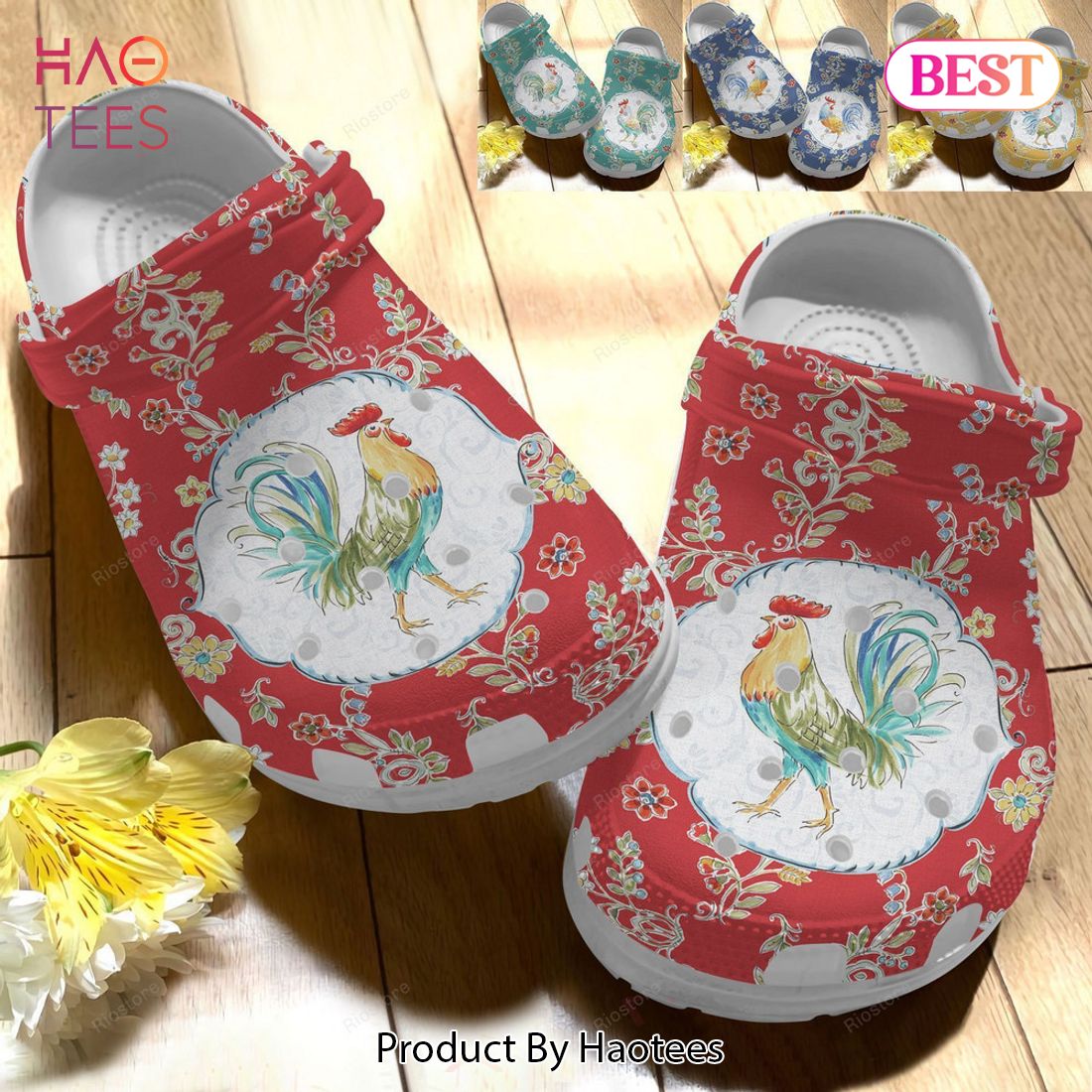 Strong Rooster For Mother Day Chicken Flower Crocs, Crocs Shoes Comfortable For Men Women and Kids