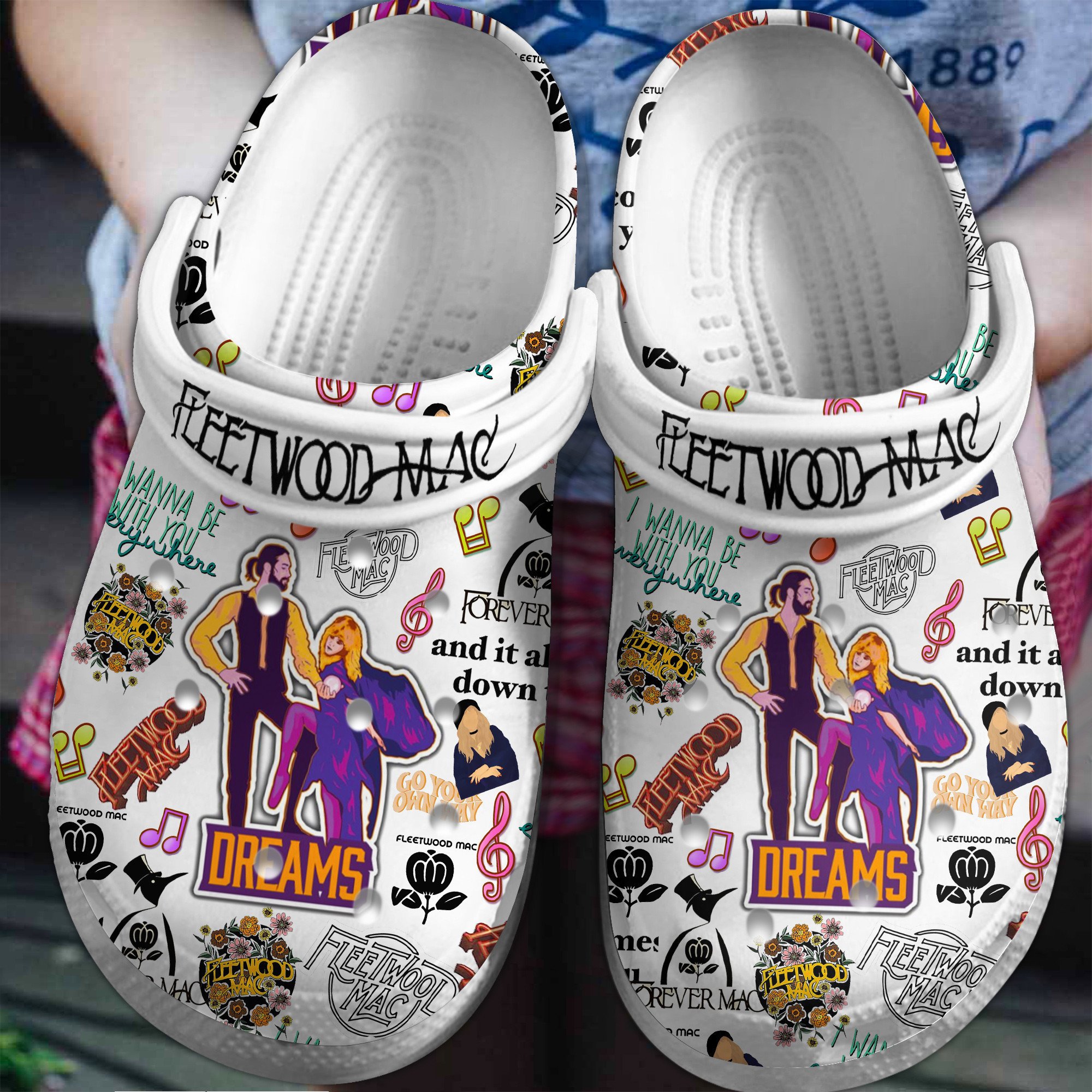 Black Pink Music Crocs Crocband Clogs Shoes Comfortable