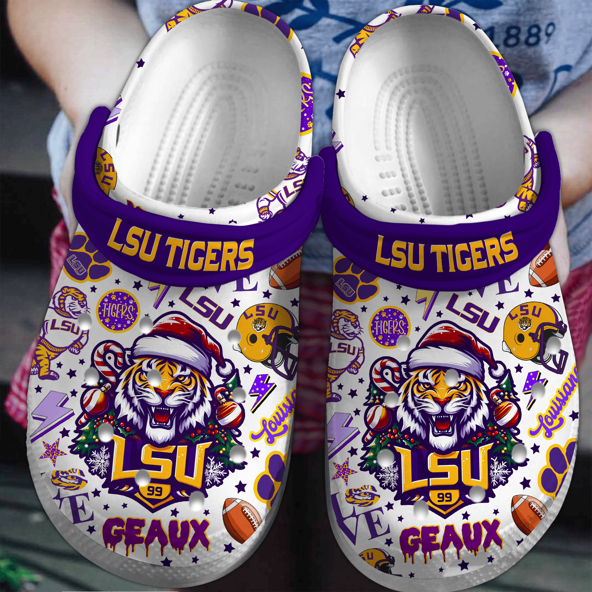 Merry Christmas LSU Tigers 2025 NCAA Sport Crocs Clogs For Men Women and Kids