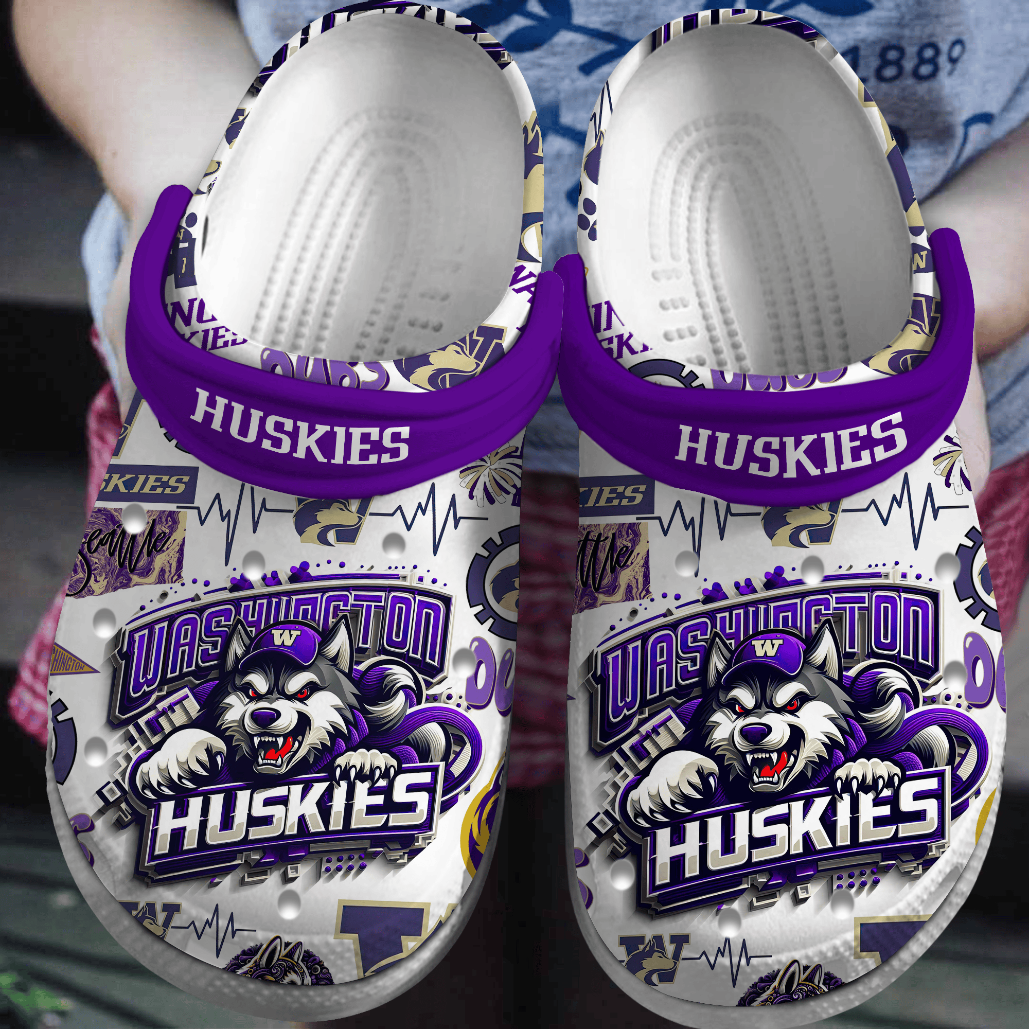 Washington Huskies 2025 NCAA Sport Crocs Clogs For Men Women and Kids - GNL146734