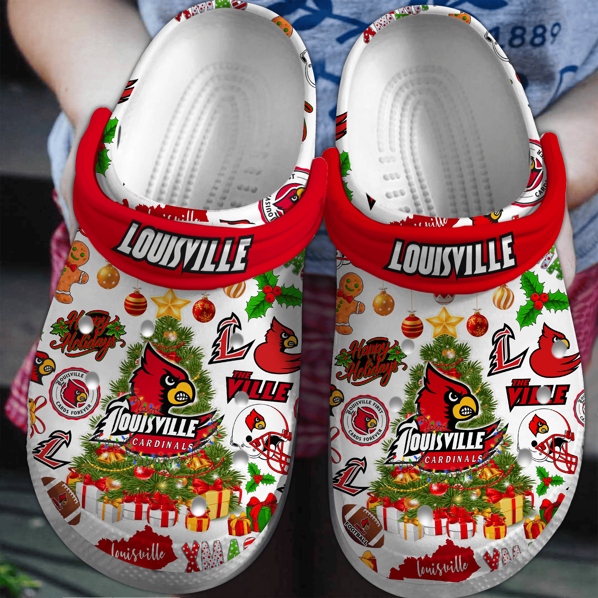 Merry Christmas Louisville Cardinals 2025 NCAA Sport Crocs Clogs For Men Women and Kids