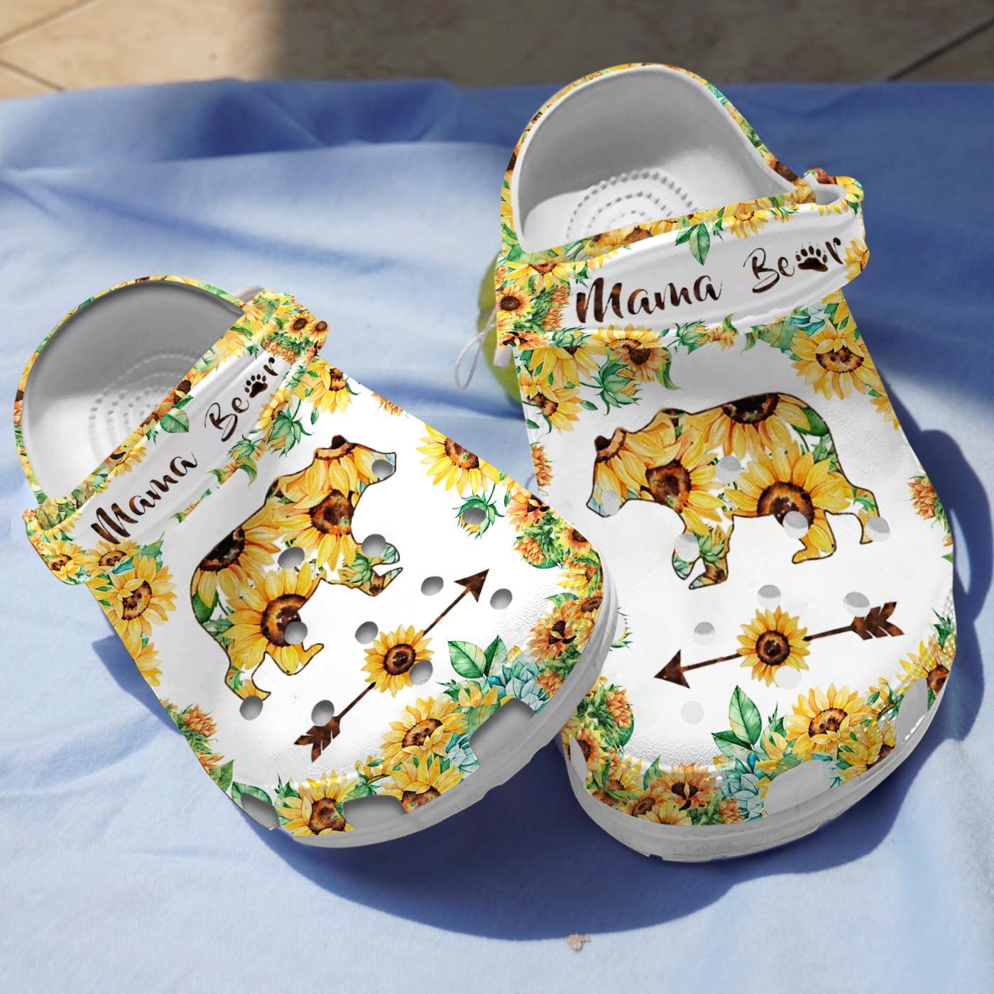 Sunflower Mama Bear Crocs, Crocs Shoes Comfortable For Men Women and Kids