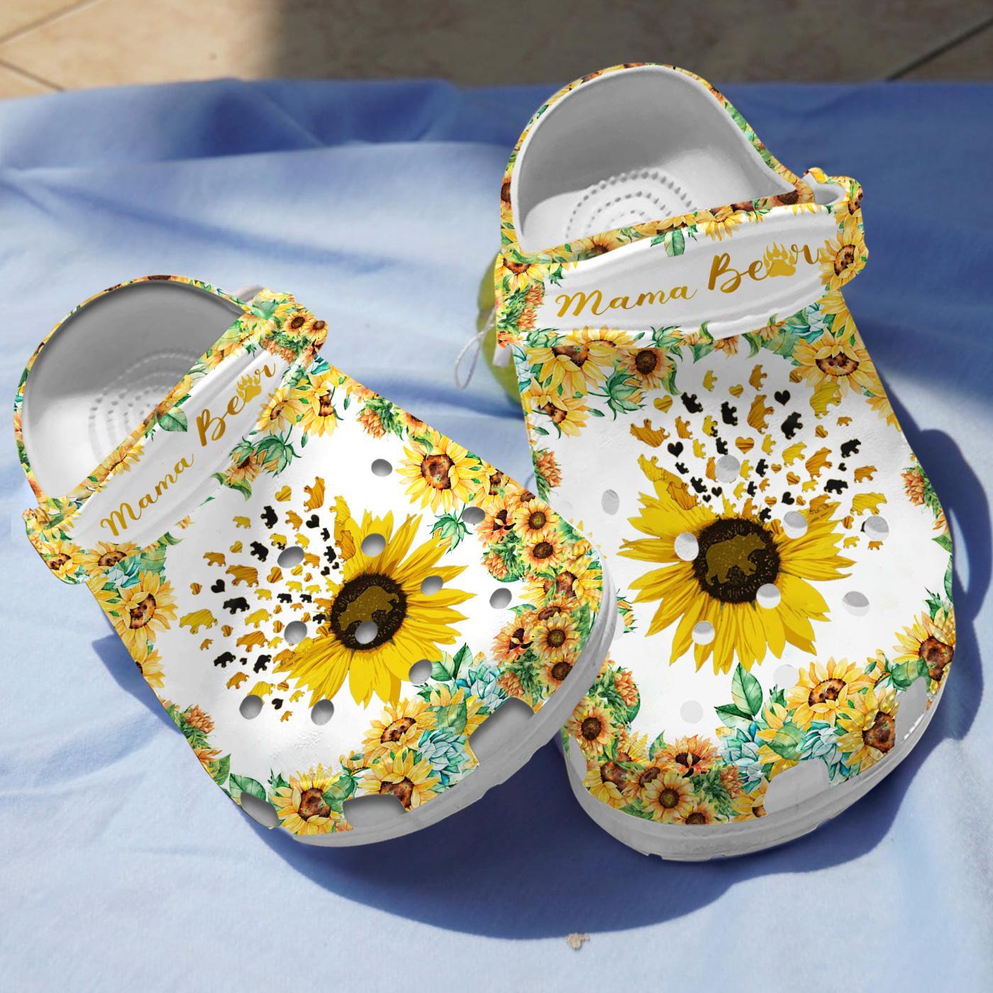 Sunflower Mama bear Mother  Day Crocs, Crocs Shoes Comfortable For Men Women and Kids