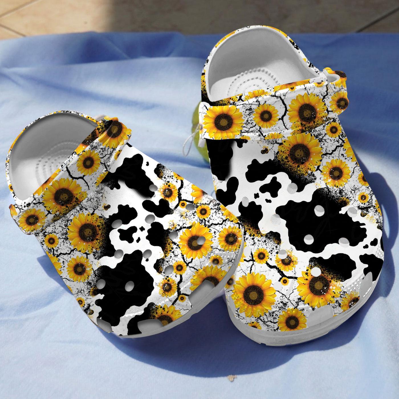 Cow Sunflowers Crocs, Crocs Shoes Comfortable For Men Women and Kids