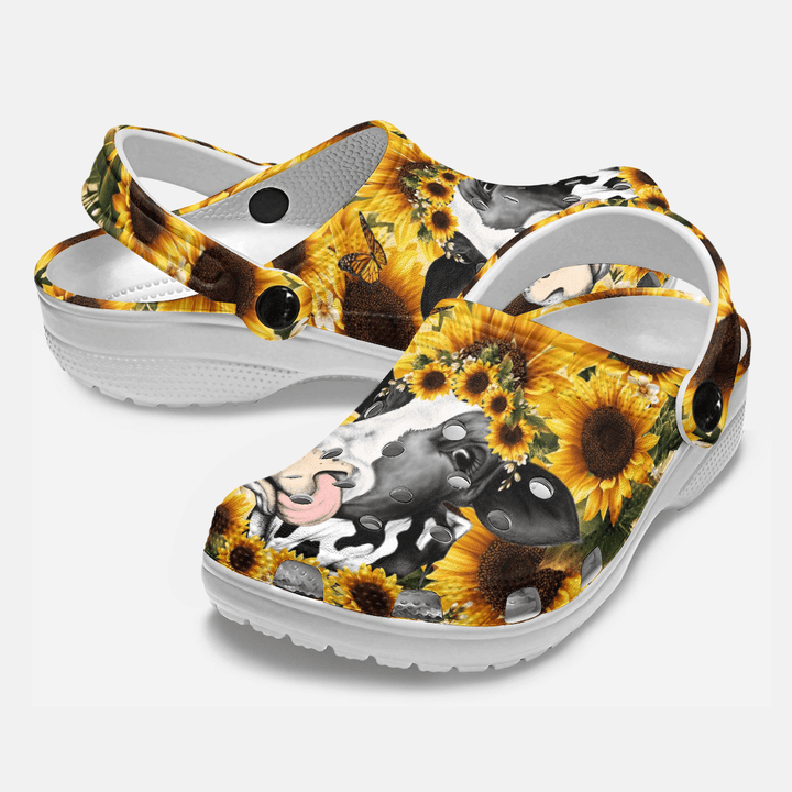 Funny Cow Sunflower Crocs, Crocs Shoes Comfortable For Men Women and Kids