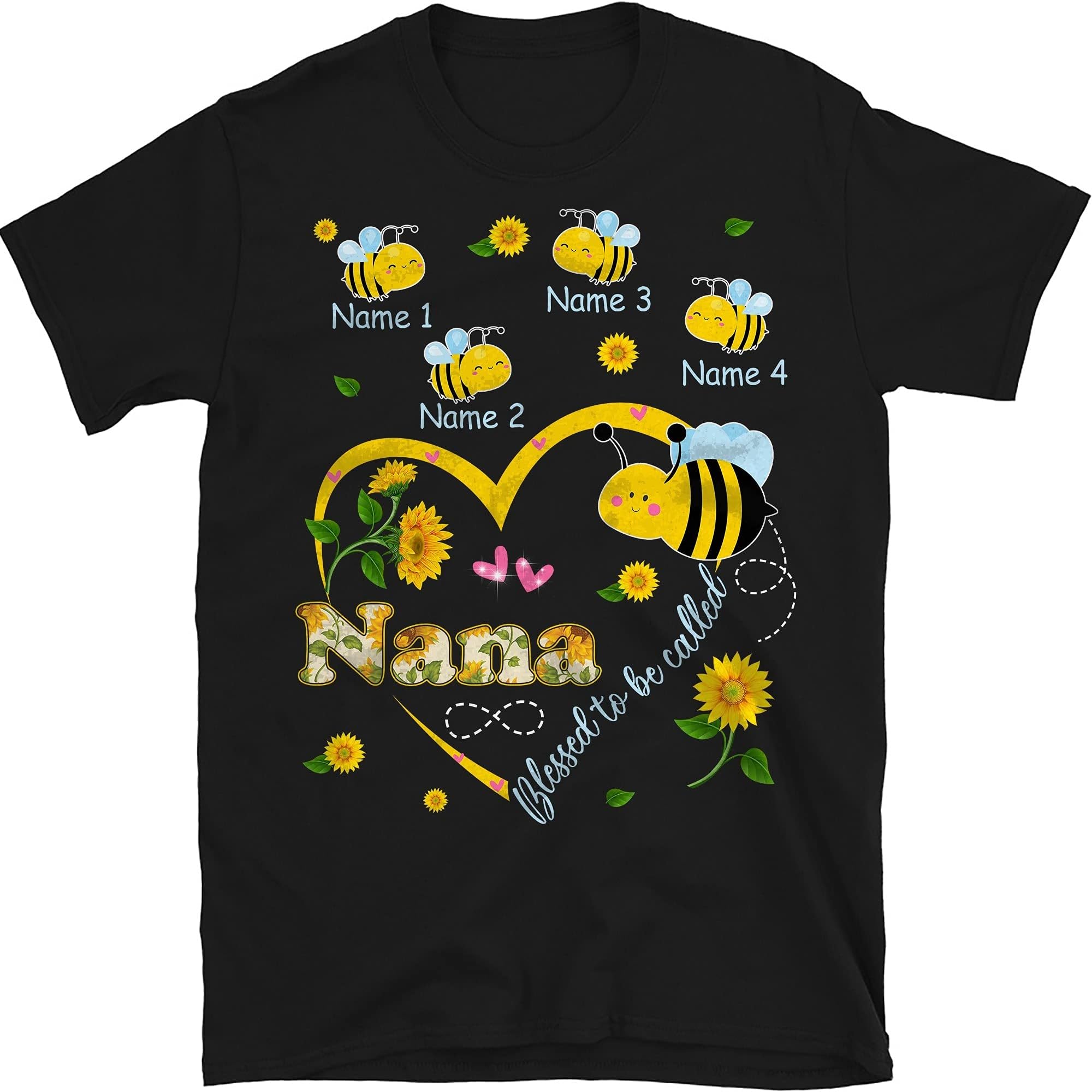Personalized Grandma Bee Sunflowers T-Shirt, Personalized Blessed to Be Called Nana Shirt, Bee Lovers Gift