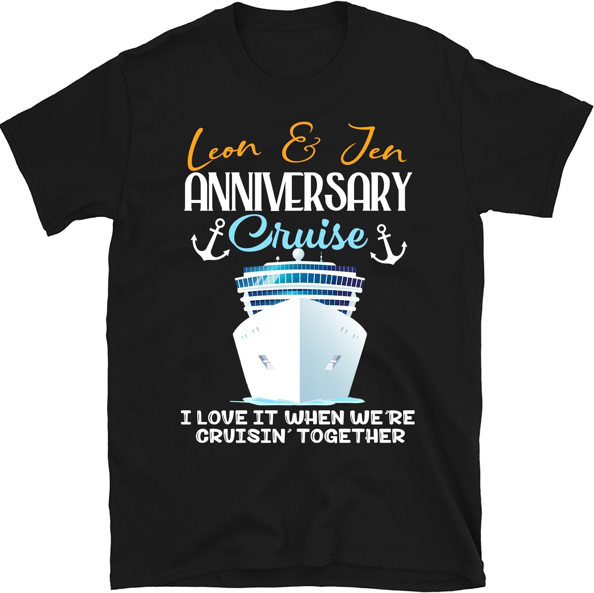 Personalized Anniversary Cruise Shirt, I Love When We're Cruisin Together Tshirt, Anniversary Party Shirt, Custom Anniversary Couple Shirt, Husband Wife Shirts, Wedding Anniversary GiftA 1
