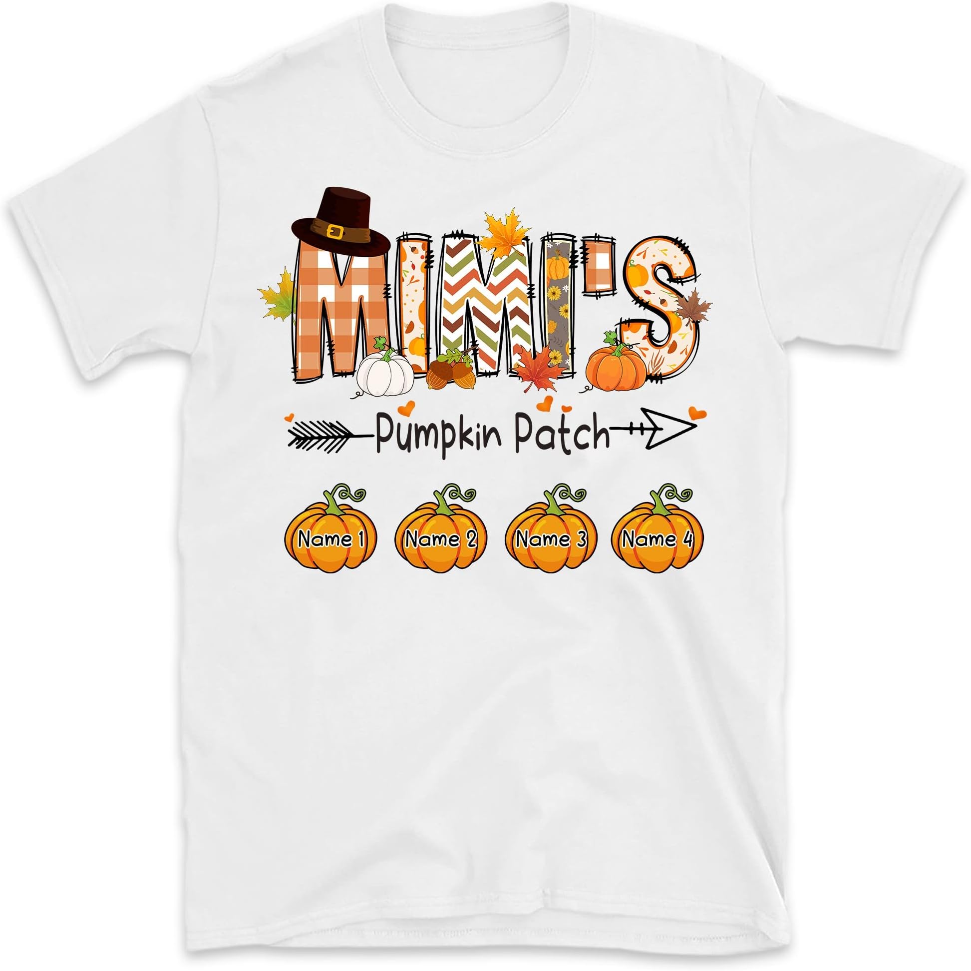 Custom Mimi Pumpkin Patch Shirt, Personalized Nana Gigi Grandma Custom Kidnames Shirt, Autumn Fall Halloween Thanksgiving Tee