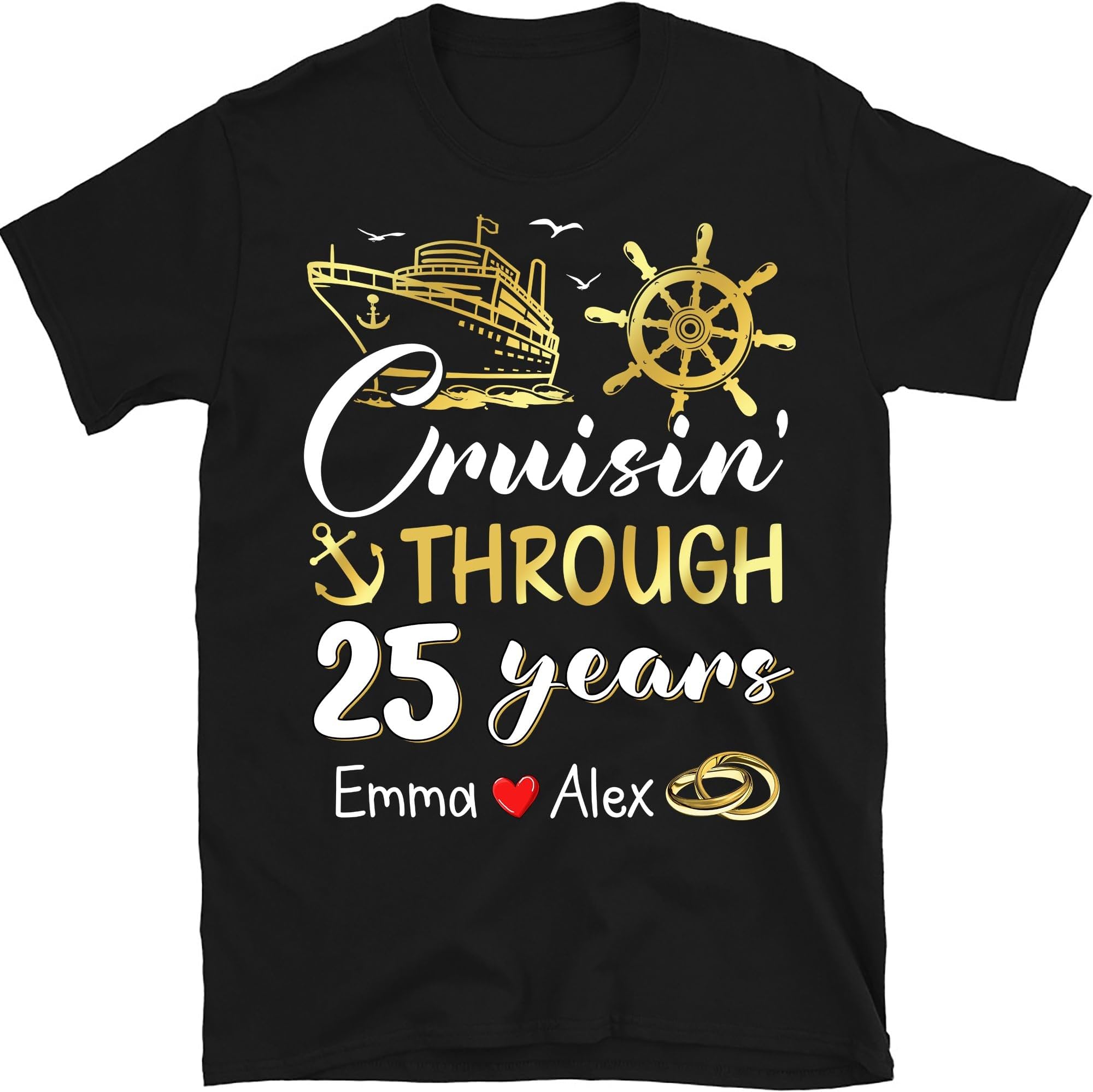 Personalized Couple Cruise Shirt, 25th Anniversary Cruise Shirt, Cruise Matching Couple, Cruise, Couple Cruise Trip Gift