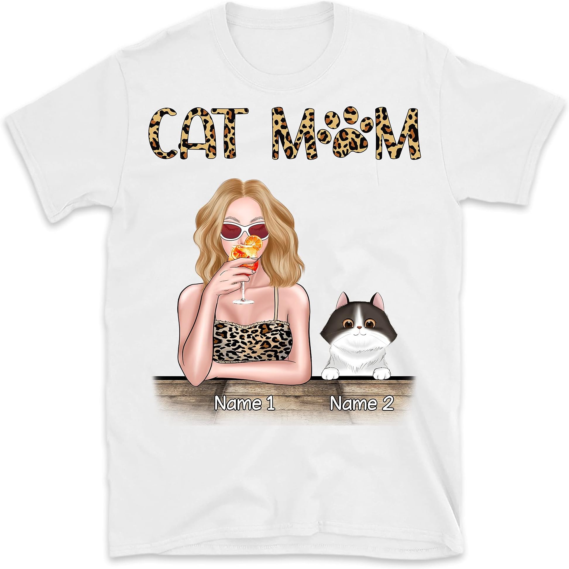 Custom Women's Cat Mama T Shirt, Personalized Shirt Funny Cat Mom Cat Lovers Shirts, Cat Mom Shirt, Gift for Mom, Grandma, Just a Girl Who Loves Cat T Shirt Multicolored