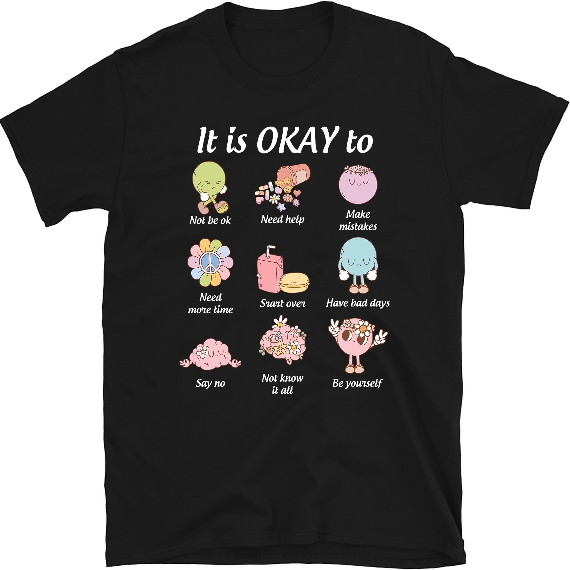It is Okay Shirt, Retro Mental Health Shirt, Anxiety Shirt, Self Care Shirt, Therapist Gifts, Inspiration Shirt, Small