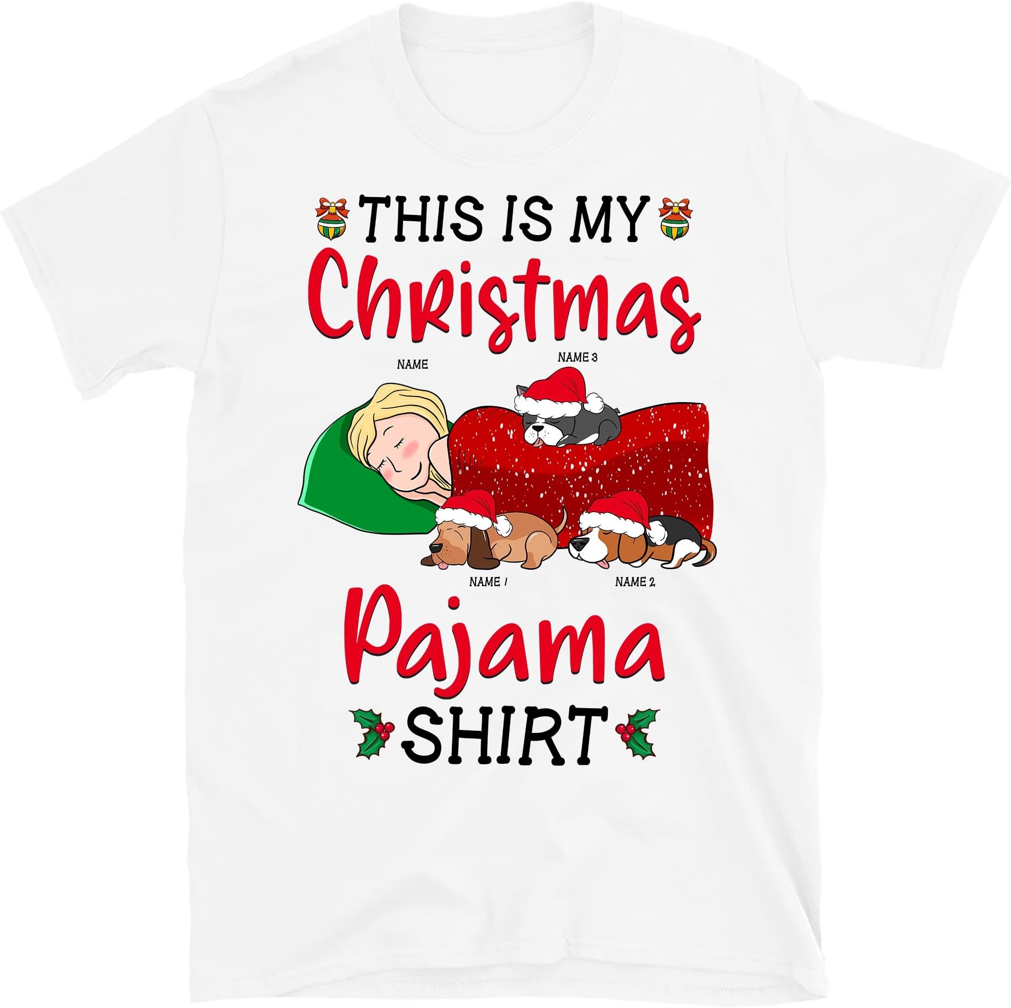 Personalized Christmas Dog Sleep Shirt, Just a Girl Who Loves Dog, Custom Funny Dog Lovers Shirt, This is My Christmas Shirt Multicolored