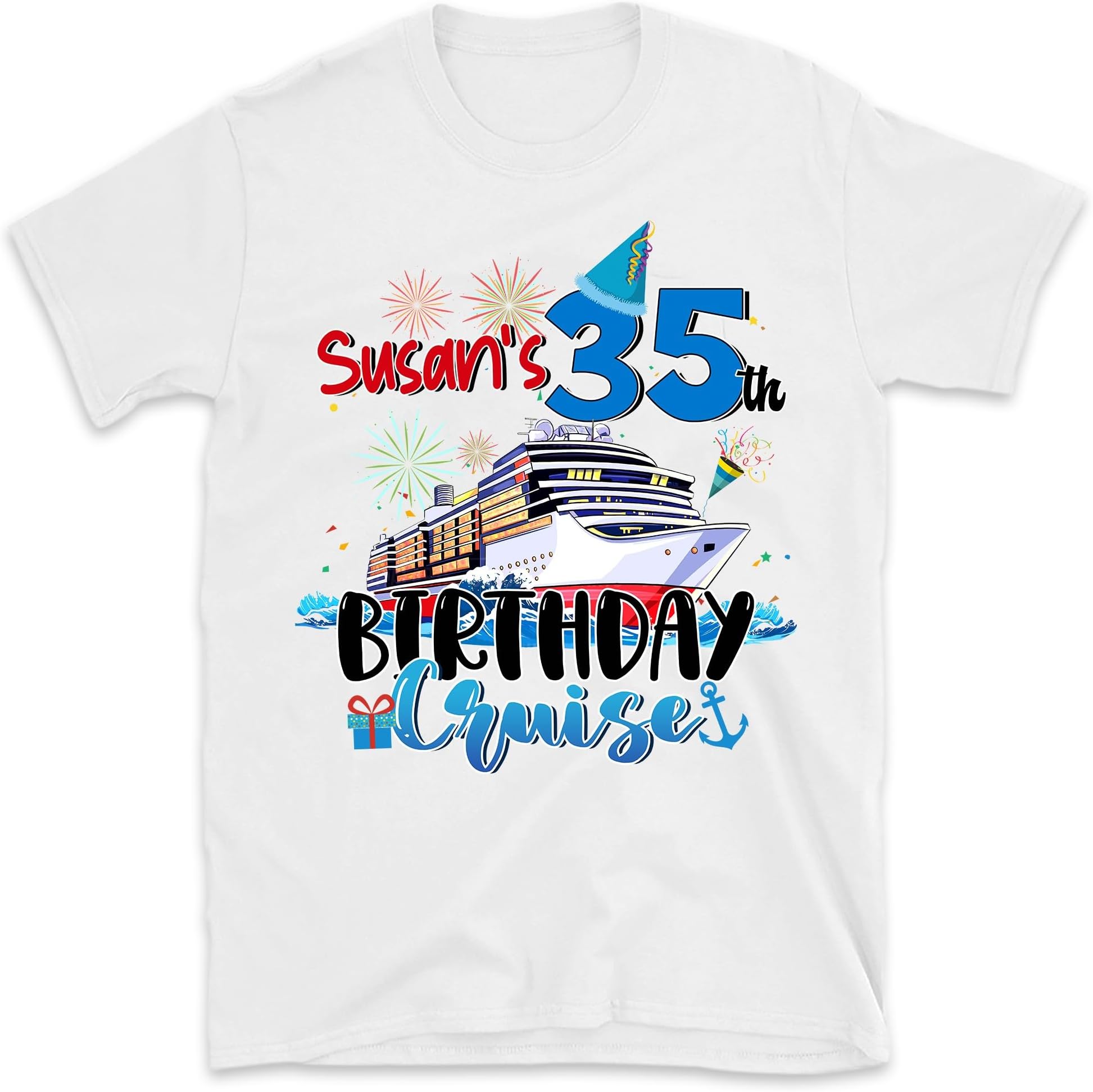 Personalized 35th Birthday Cruise Shirt, Custom Birthday Trip, Matching Birthday Shirt, Birthday Cruise Crew Tshirt, Birthday Party Gift, Family Cruising Birthday