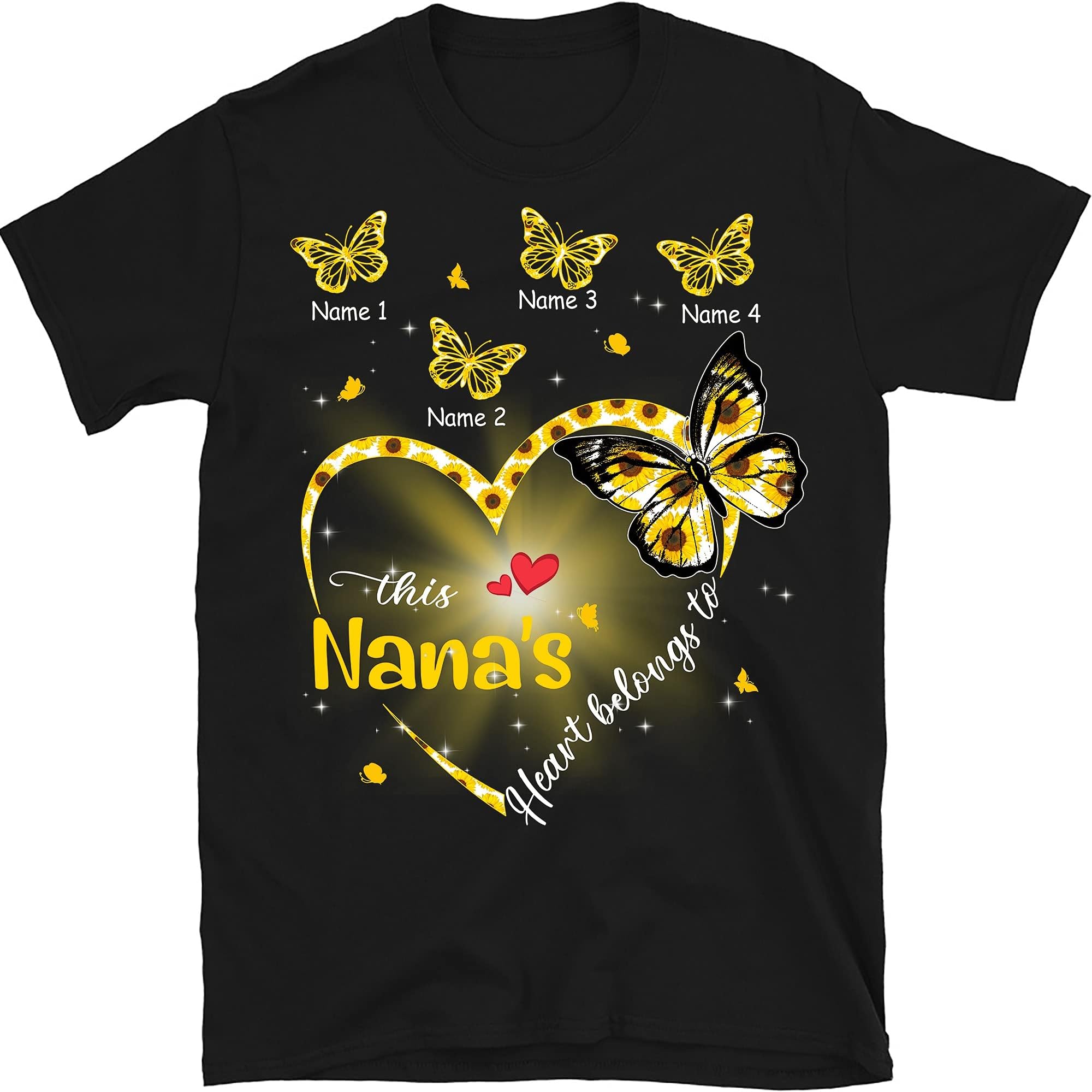 Grandma Grandkids Butterflies Heart Personalized Shirt