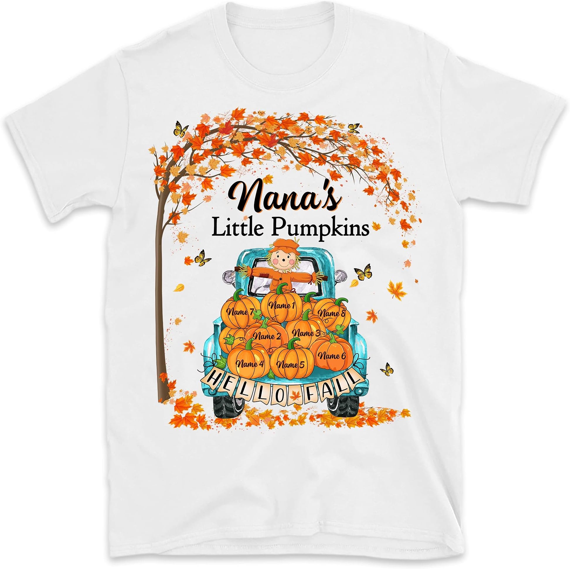 Personalized Fall Halloween Grandma's Little Pumpkins Shirt, Custom Grandma Shirt with Grandkid's Names, Gift for Grandma Mimi Mom