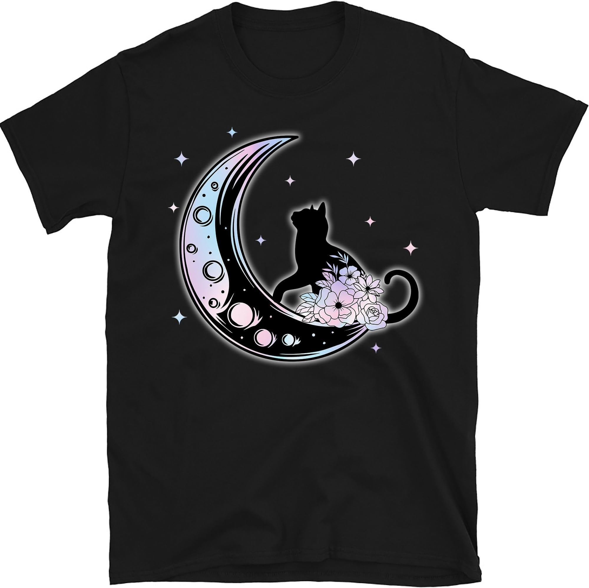 Celestial Cat and Moon Shirt, Moon Phases and Cat Shirt, Cat On The Moon Shirt, Cat Lover Gift, Cat Owner Tee, Small
