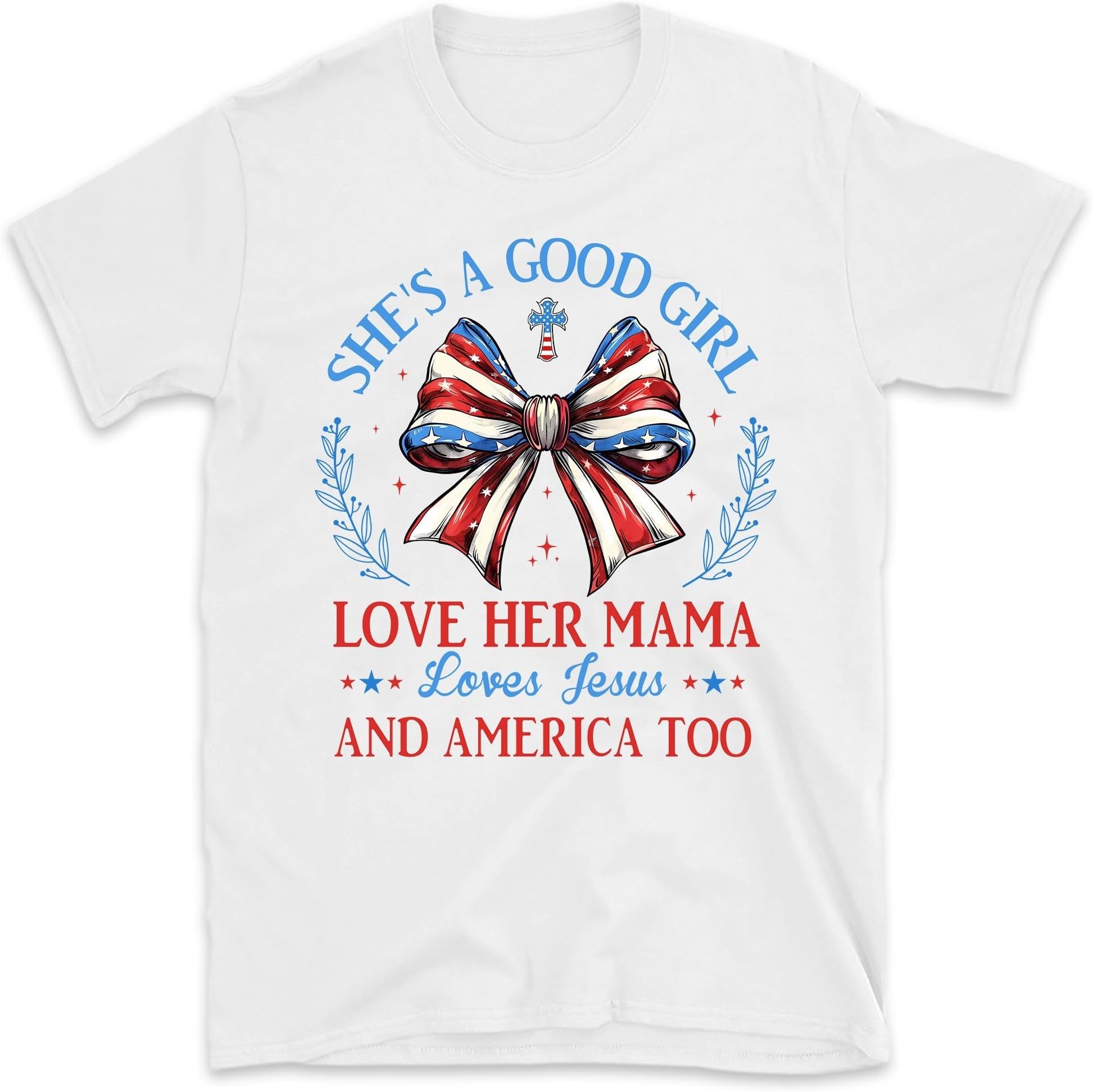 She Loves Jesus and America Too Christian 4th of July Womens, Small