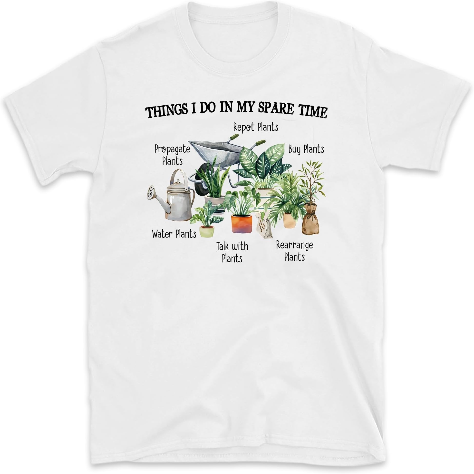 Funny Plant Shirt Things I Do in My Spare Time T-Shirt, Plant Mom Shirt Gift for Women, Small