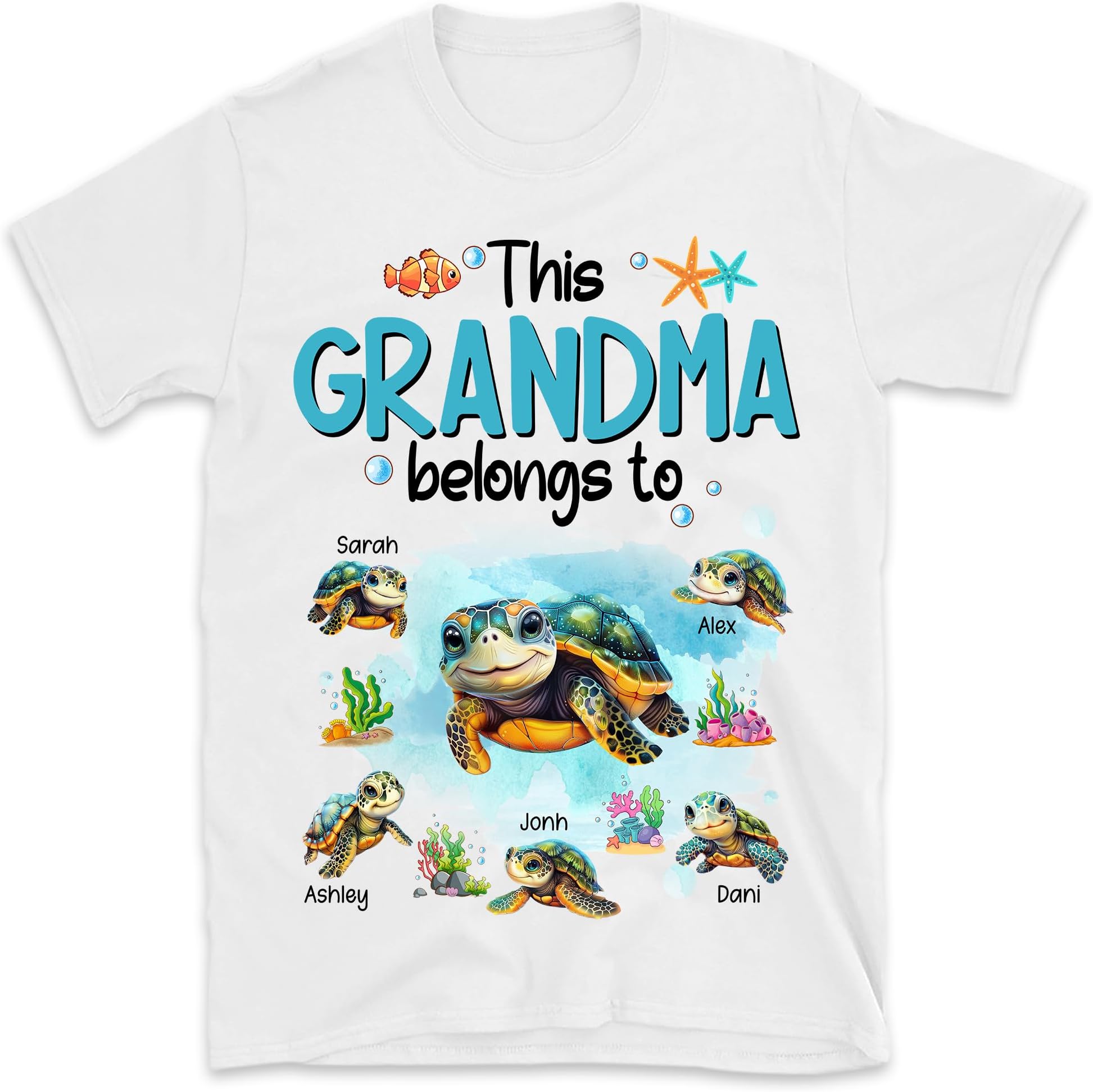 This Grandma Belongs to Shirt, Personalized Grandma Turtle Shirt, Custom Grandma Shirt with Turtle Grandkids, Gift for Mom Grandma Nana Mimi