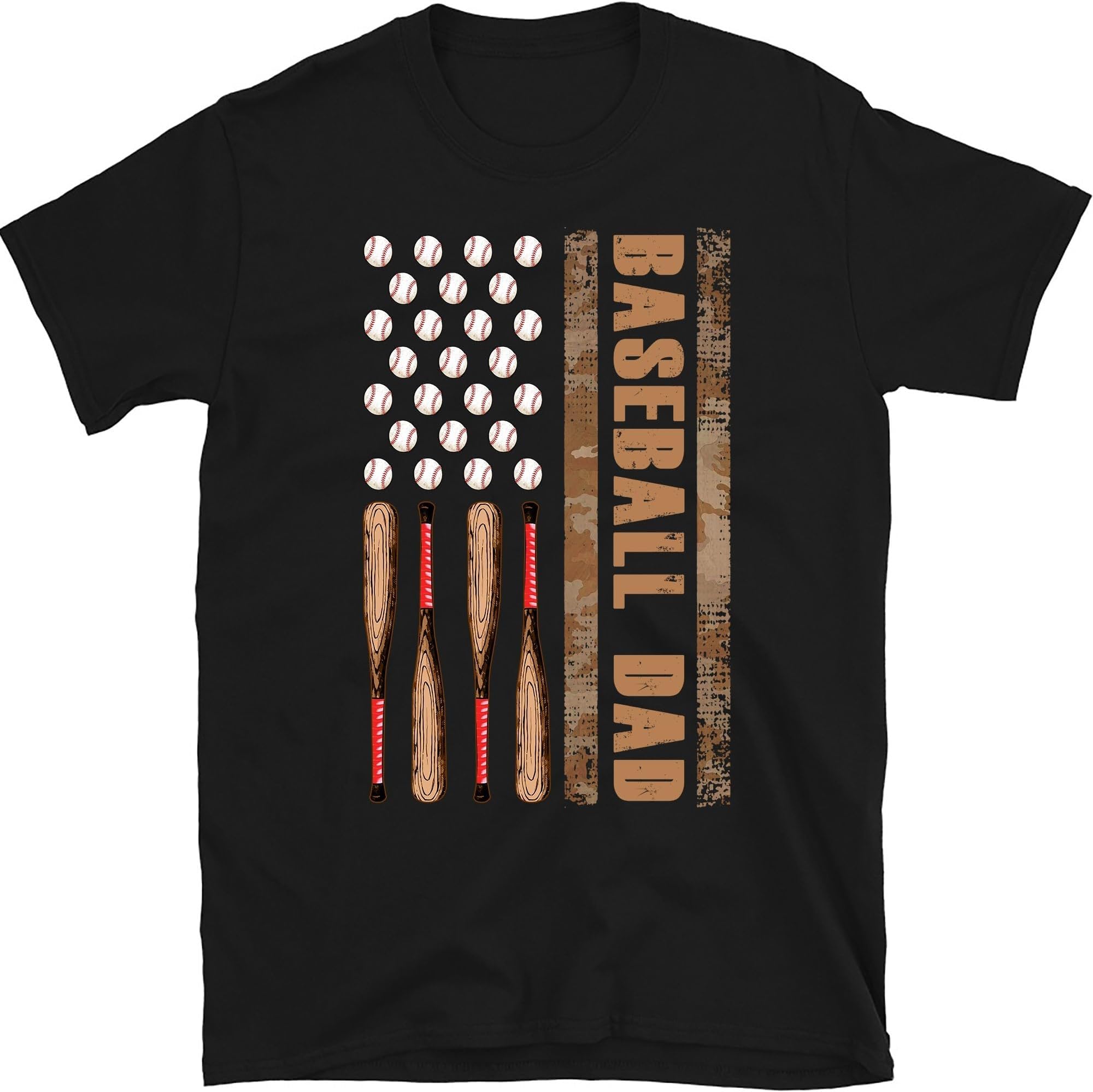 Custom Baseball Dad Shirt, 4th of July Dad Shirt, Custom Name and Number Baseball Dad Shirts for Men, American Flag Baseball Grandpa Shirt, Small