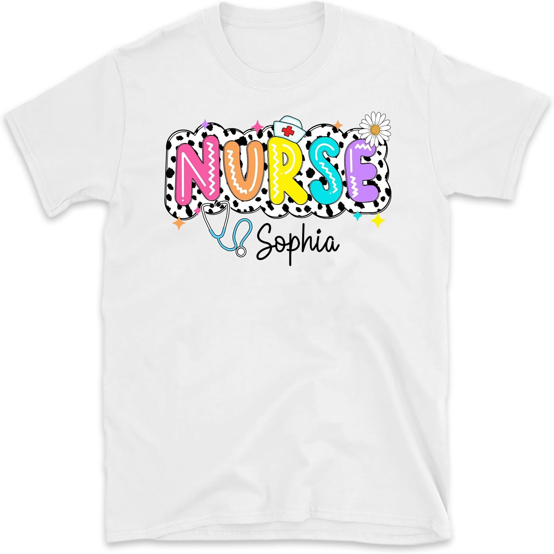 Nurse Dalmatian Dots Shirt, Custom Name Nurse Dalmatian Dots T-Shirt, Nurse Dalmatian Shirt, Funny Nurse Gift