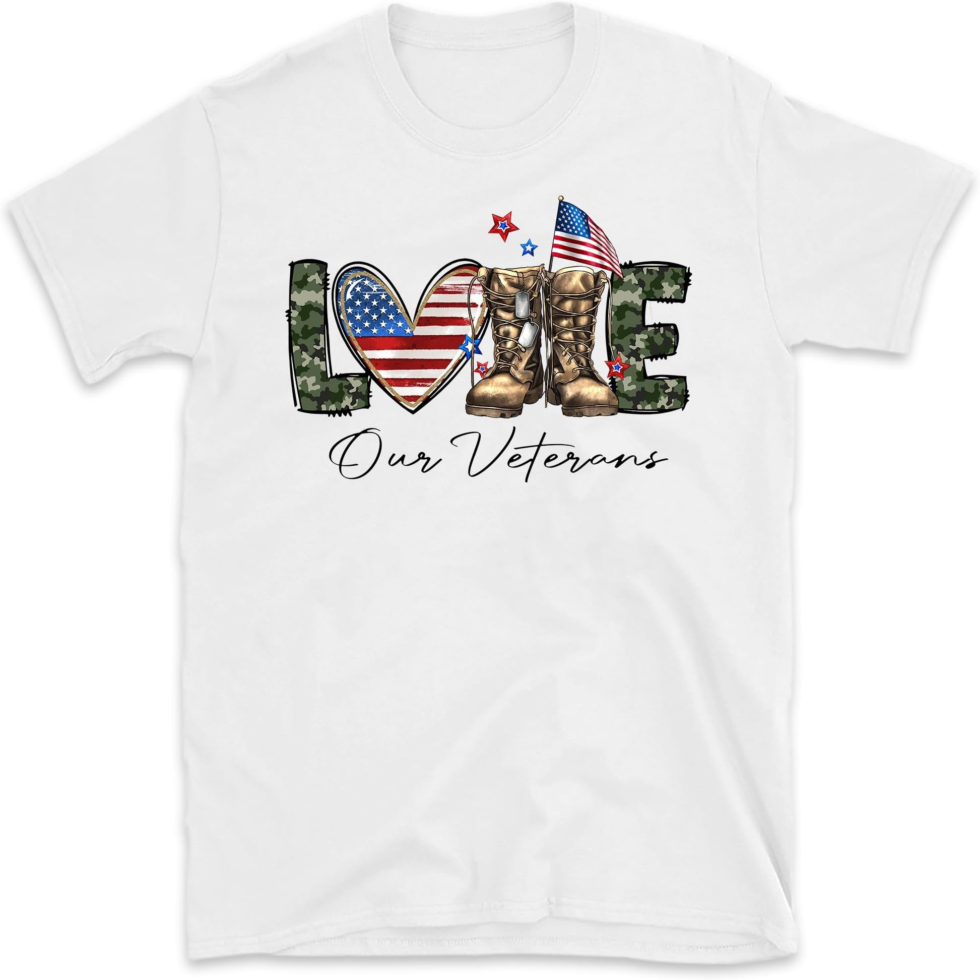 Love Our Veterans American Flag Patriotic Memorial Day, Small