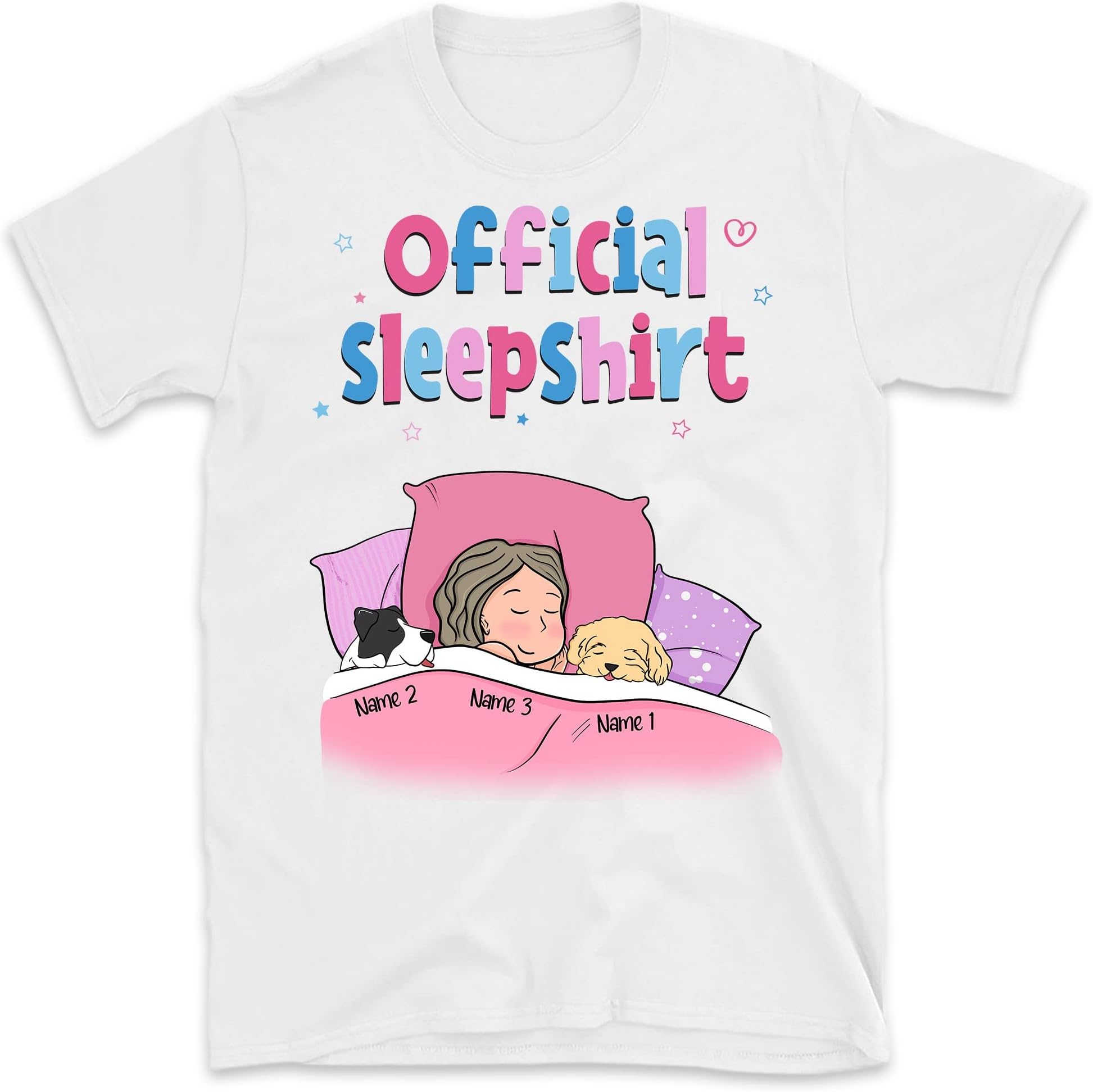 Personalized Official Sleepshirt Dogs Shirt, Dog Lover Gifts T-Shirt, Custom Dog Lovers Shirt, Funny Dog Tee, Dog Mom Dog Dad Tee, Multicolored