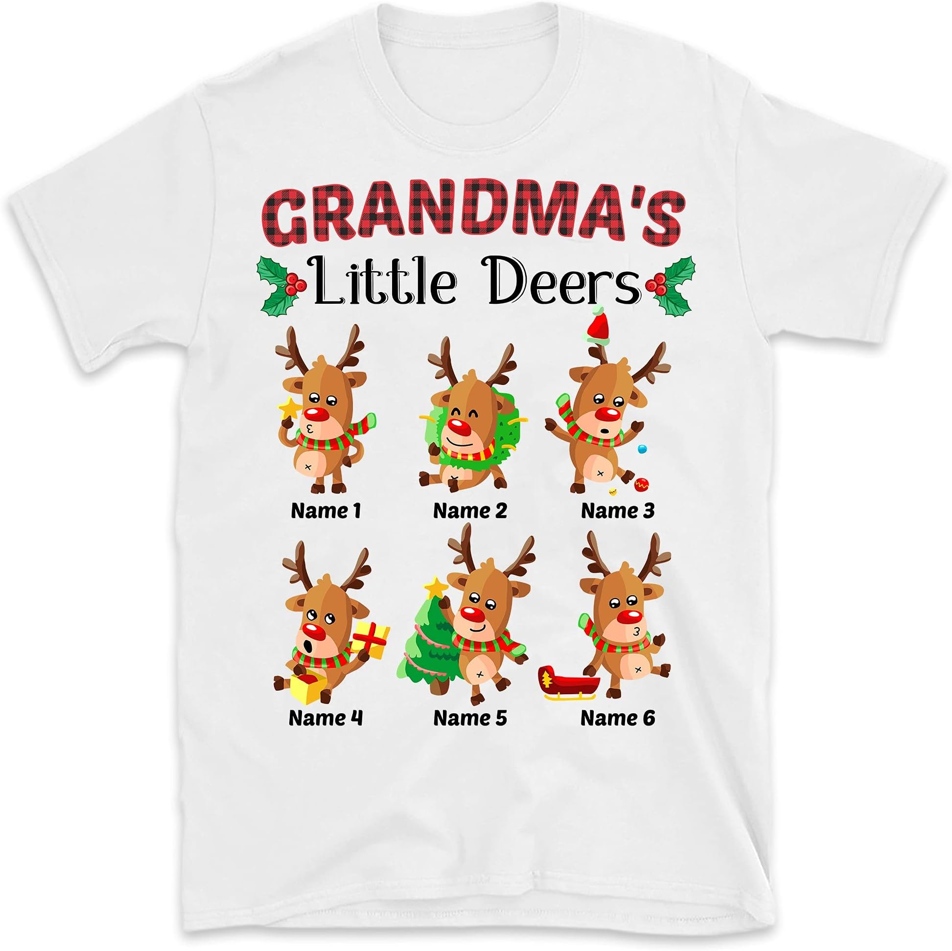 Personalized Nana's Little Deers Shirt, Custom Grandkids Reindeers Grandma T Shirt, for Grandma, Grandpa, Mom, Dad, Merry Christmas, Grandma Tee Multicolored