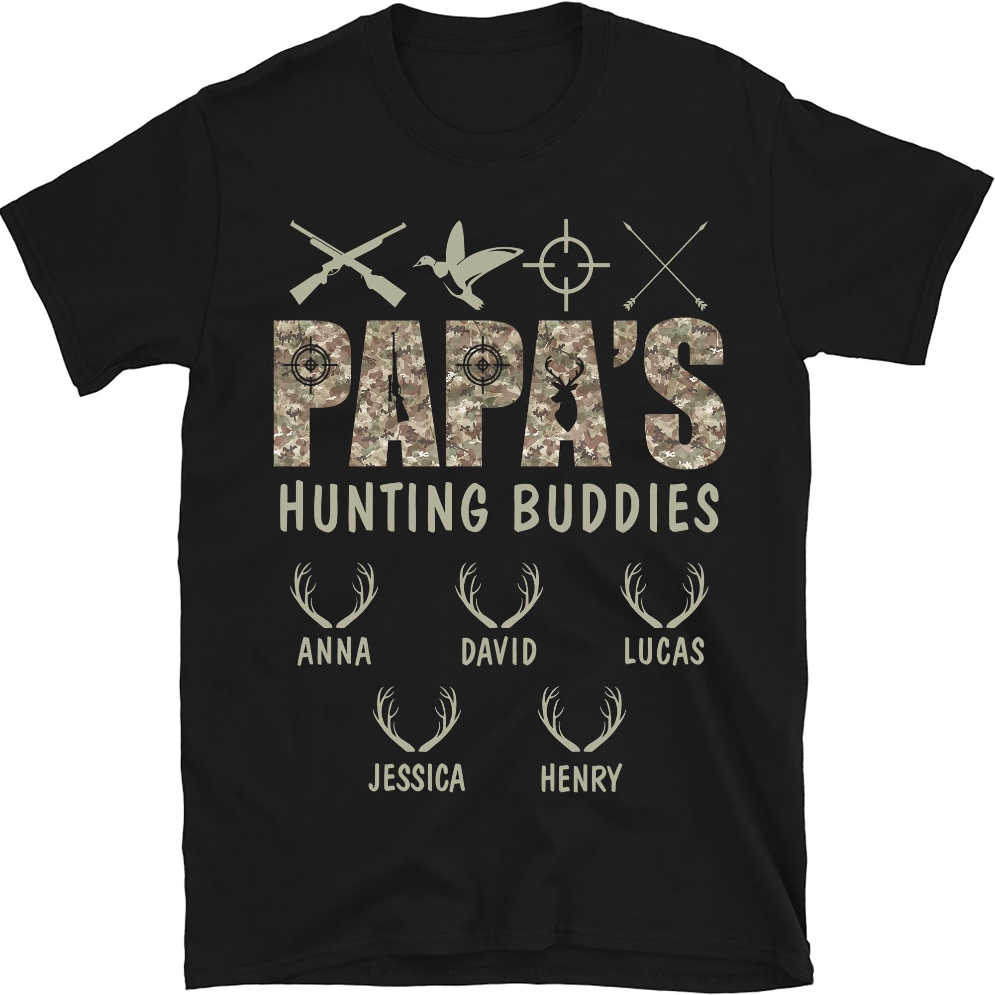 Papa's Hunting Buddies Shirt, Personalized Hunting Grandpa Shirt, Gift for Grandpa, Hunting Lover Gift, Father's Day Shirt, Small