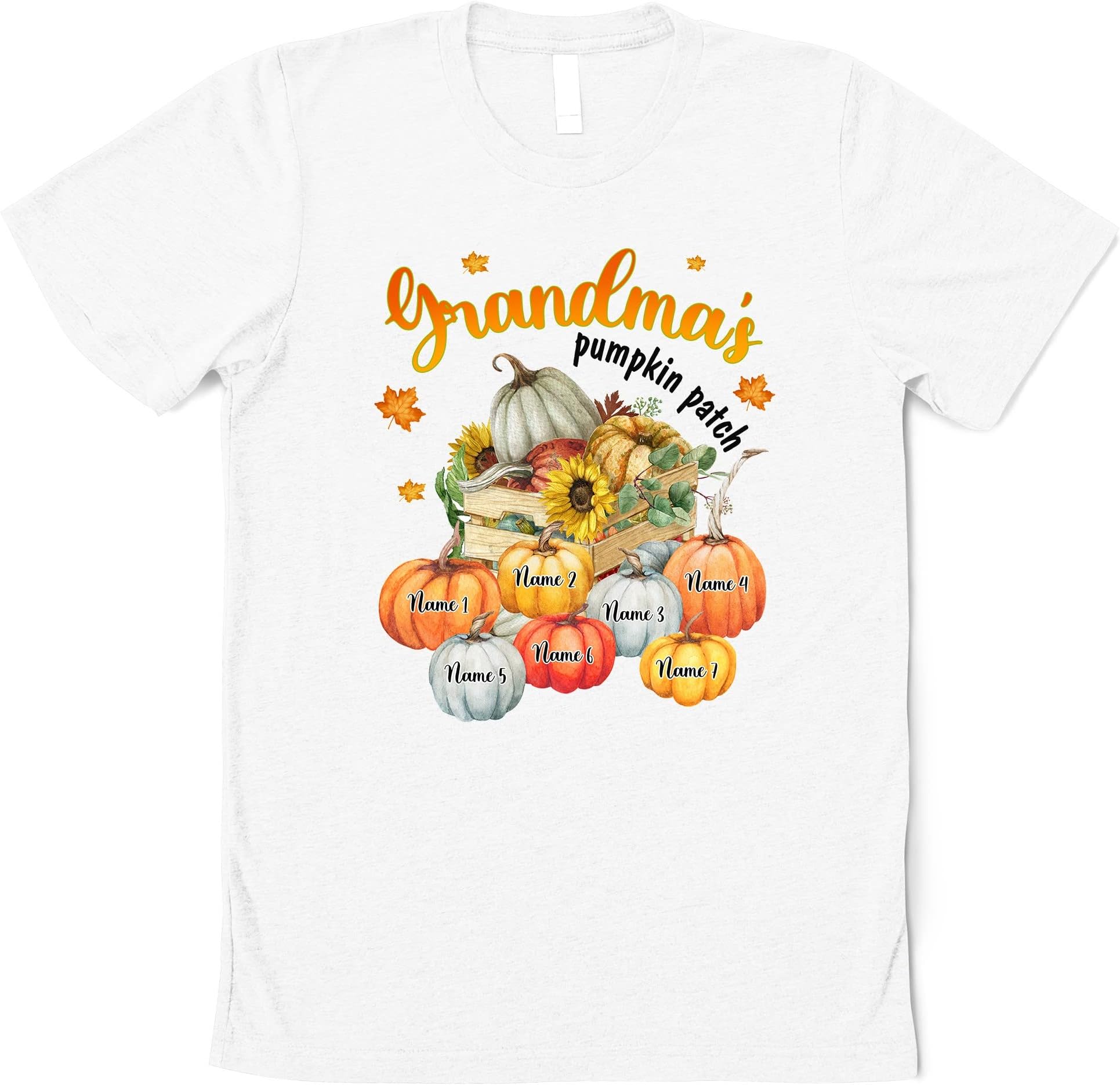 Personalized Grandma Shirt, Custom Mom Nana Mimi Shirt for Autumn, Fall Pumpkin Shirt, Grandma Pumpkin Patch Shirt with Grandkids Names