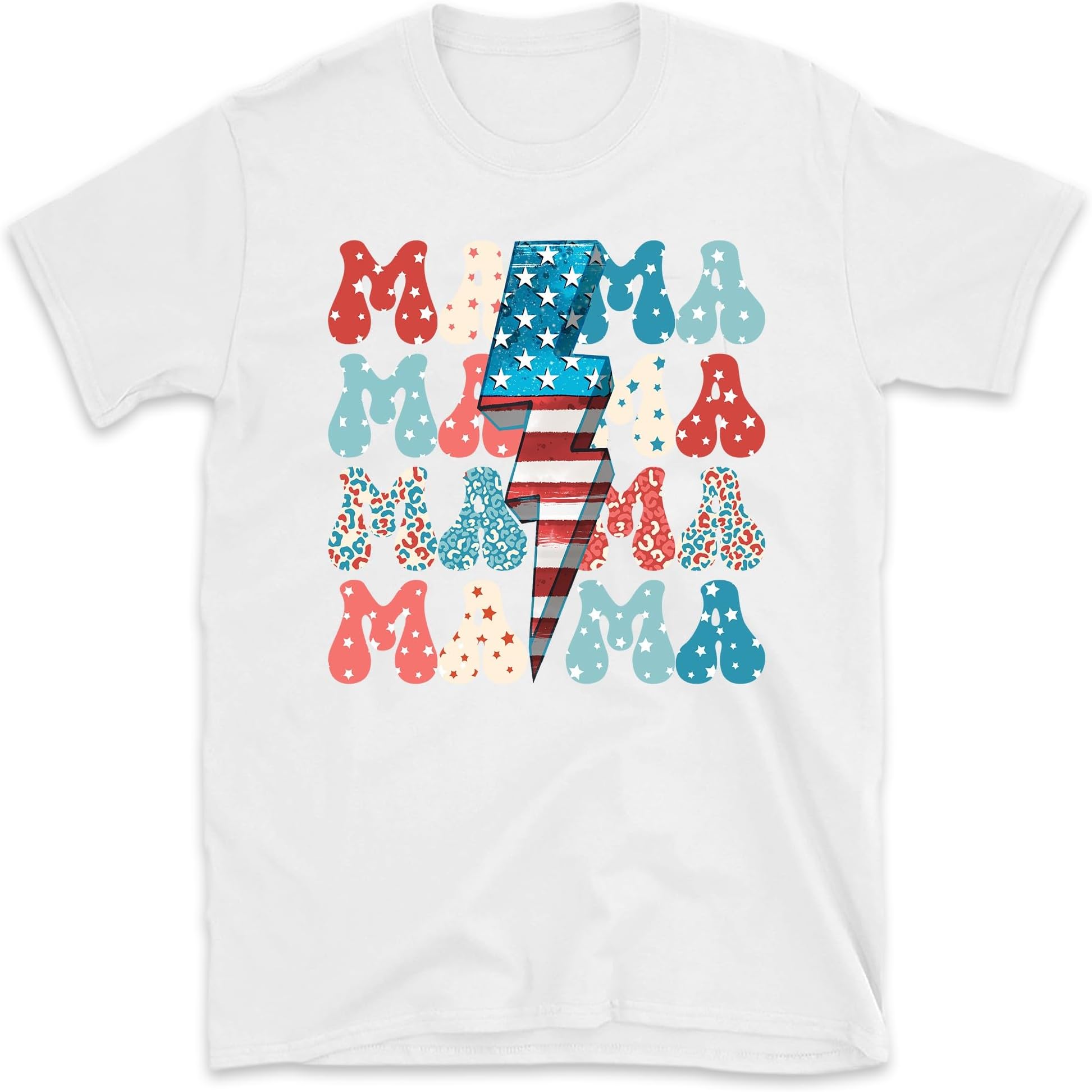 Leopard Print Vintage Groovy American Mama 4th of July, Small