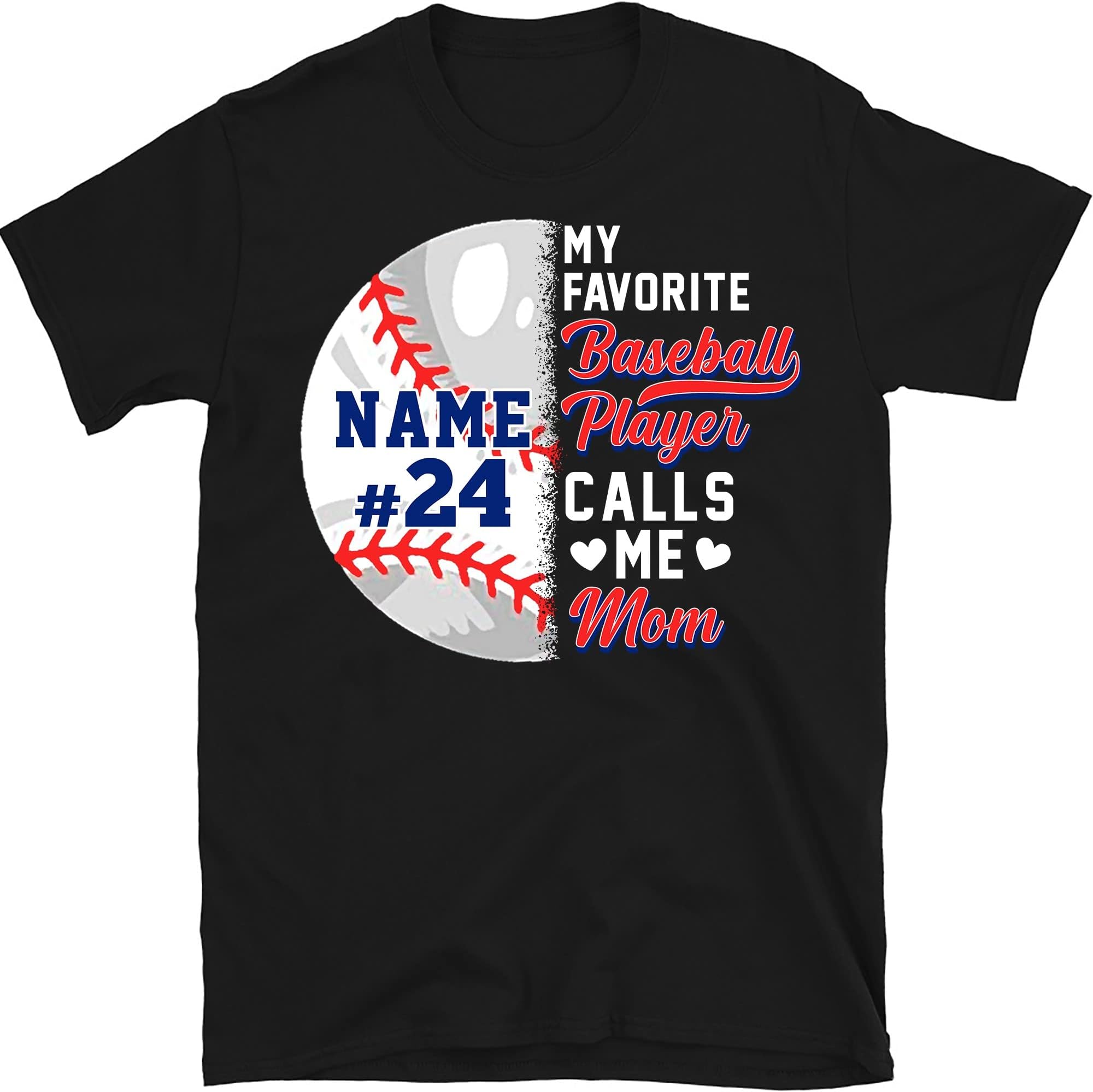 Personalized Shirts My Favorite Baseball Player Calls Me Mom Shirt for Baseball Player Family Member Multicolored