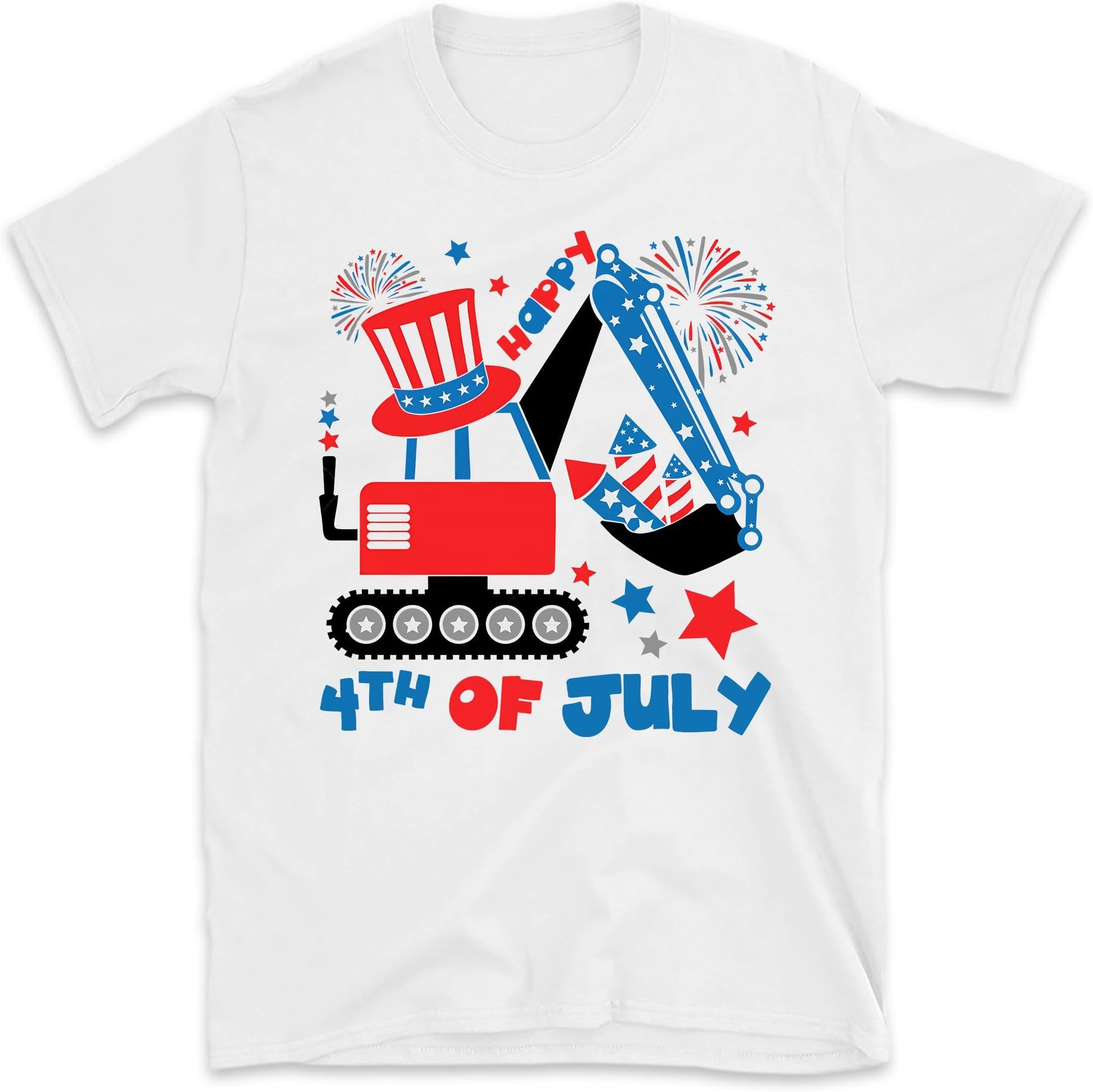 Happy 4th of July Excavator Kids Independence Day Gift