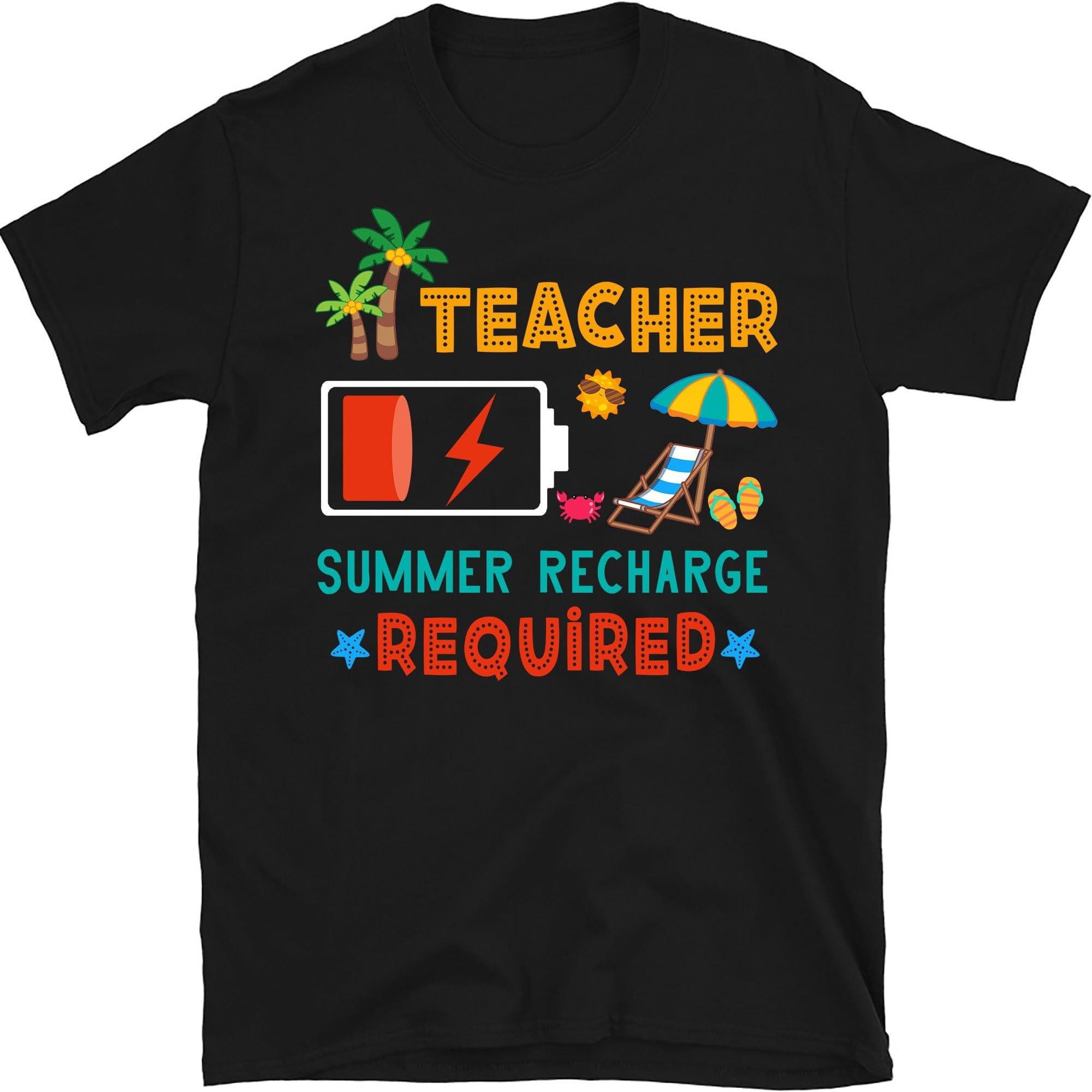 Teacher Summer Recharge Required Personalized Shirt, Teacher Summer Break Shirt, School Out Summer, Last Day of School Tee, Small
