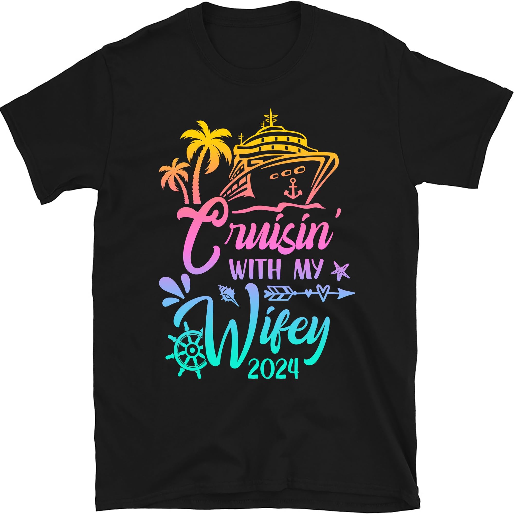 Cruisin' with My Wifey Hubby Shirt, Cruise Couples Gift, Cruise, Cruise Shirts, Custom Couple Shirts, Small