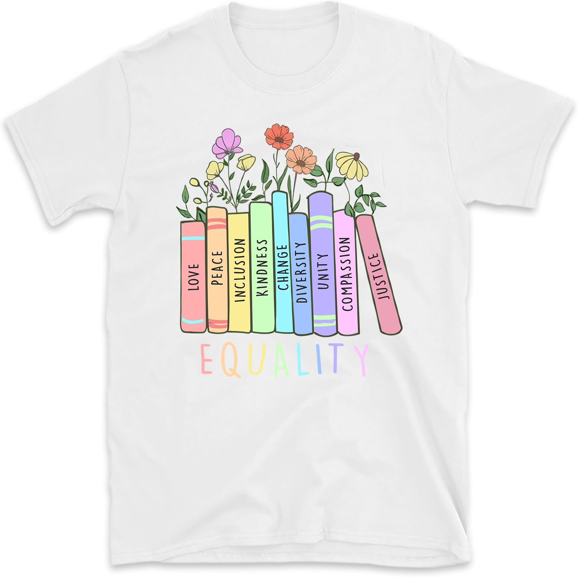 Equality Peace Love Kindness Flowers Books Feminist, Small