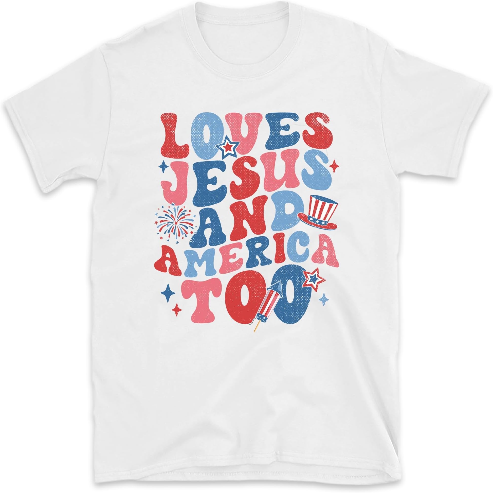 Loves Jesus and America Too Shirt, Retro Patriotic Christian Shirt, God Bless America, Independence Day Gift, Jesus Shirt