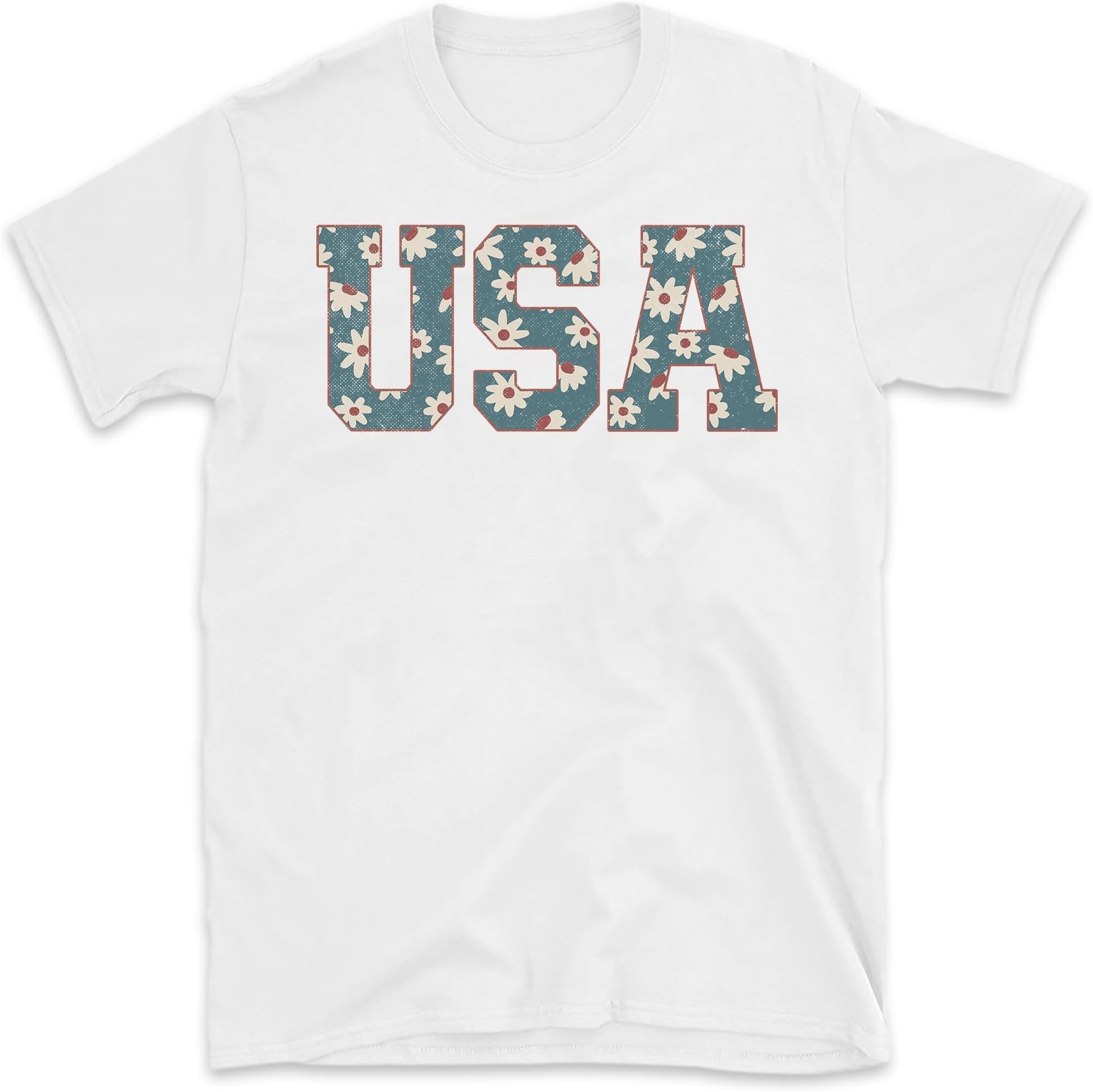 USA Floral Shirt, American Girl Shirt, Floral American Flag Shirt, Memorial Day Tees, Independence Day Shirt, Small