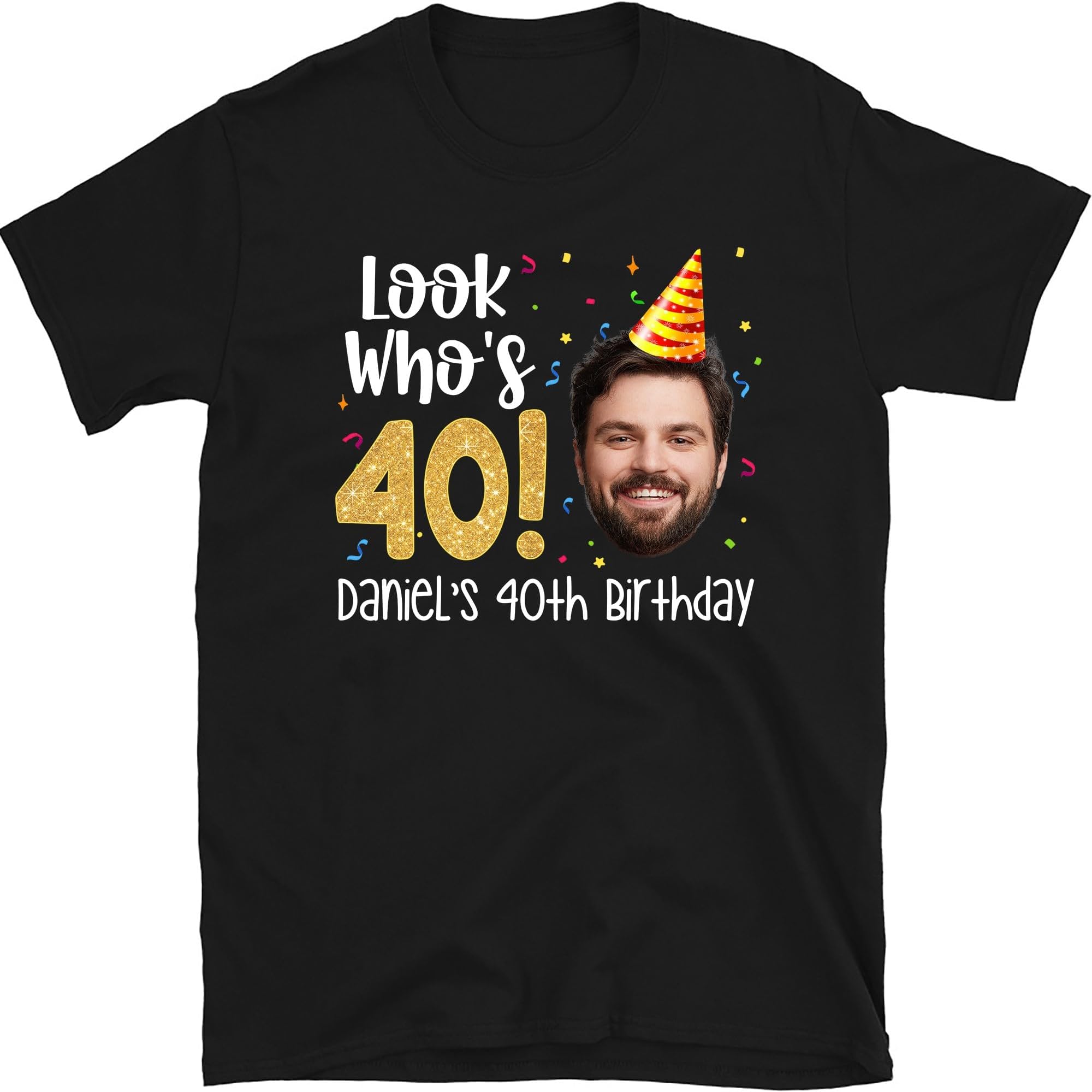 Look Who's 40 Shirt, Custom Face Photo 40's Birthday Shirt, Funny 40th Birthday Gift, Custom Picture Tee, Custom Photo Shirt, Face Shirt, Small