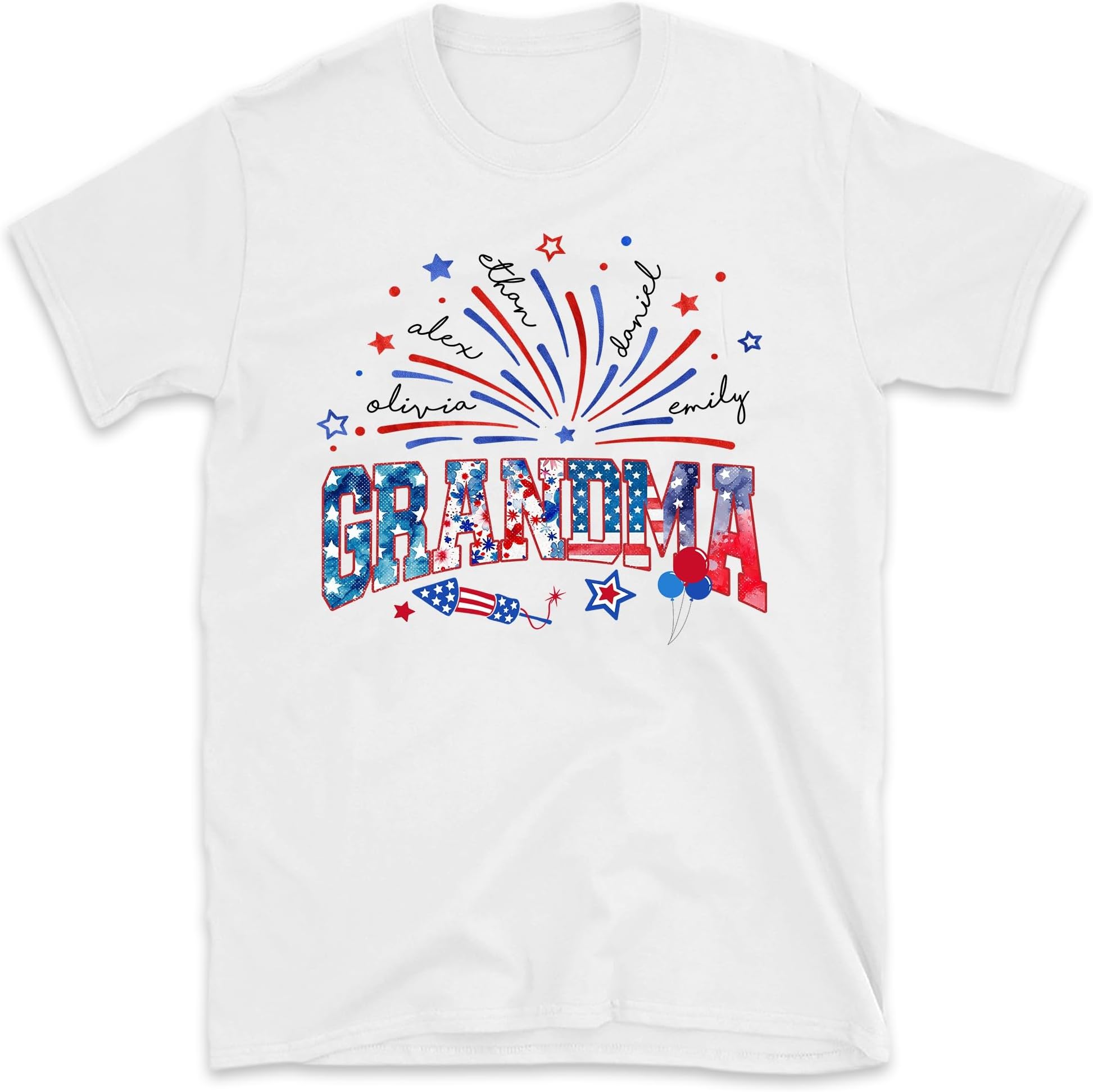 Personalized Mimi 4th of July Shirt,Personalized Firework Mimi Grandma, Custom Nana Mimi with Kid Names, 4th of July Gift for Grandma