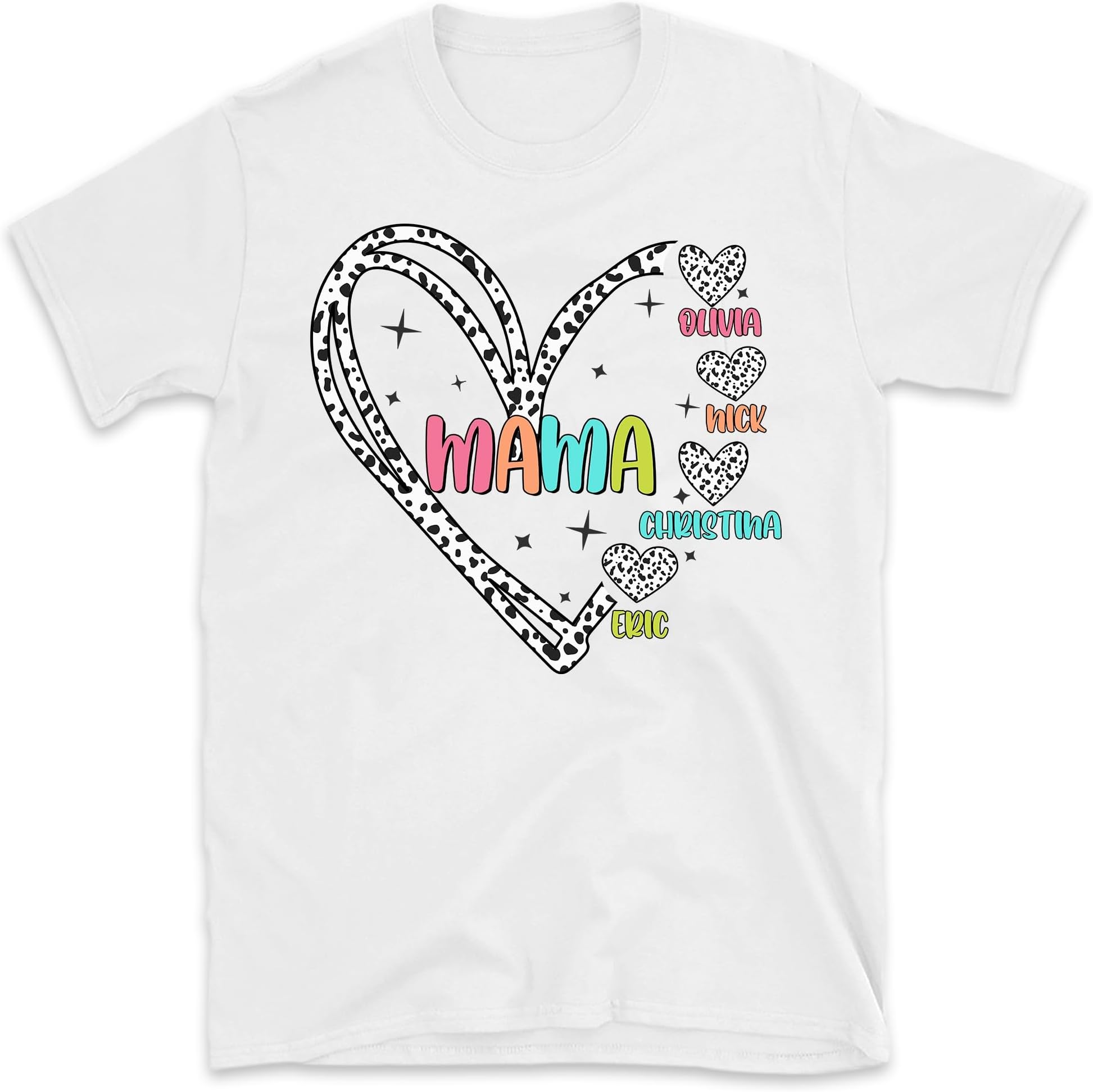 Personalized Mama Heart with Grandkid Name Shirt, Mama with Kids Name, for Mama, Gift for Mom, Happy Mothers Day
