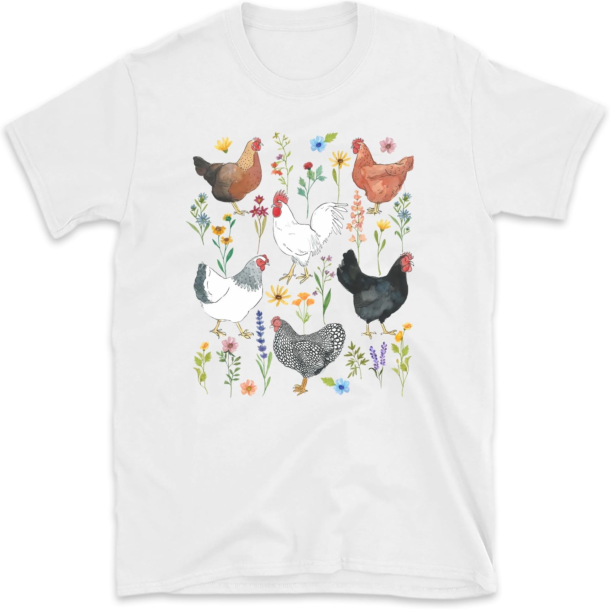 Wildflower Chicken Shirt, Ladies Chicken Shirt, Chicken Shirt, Chicken Lover, Chicken Mom Tee, Cottagecore Farm Girl T-Shirt, Farmer Gift, Small
